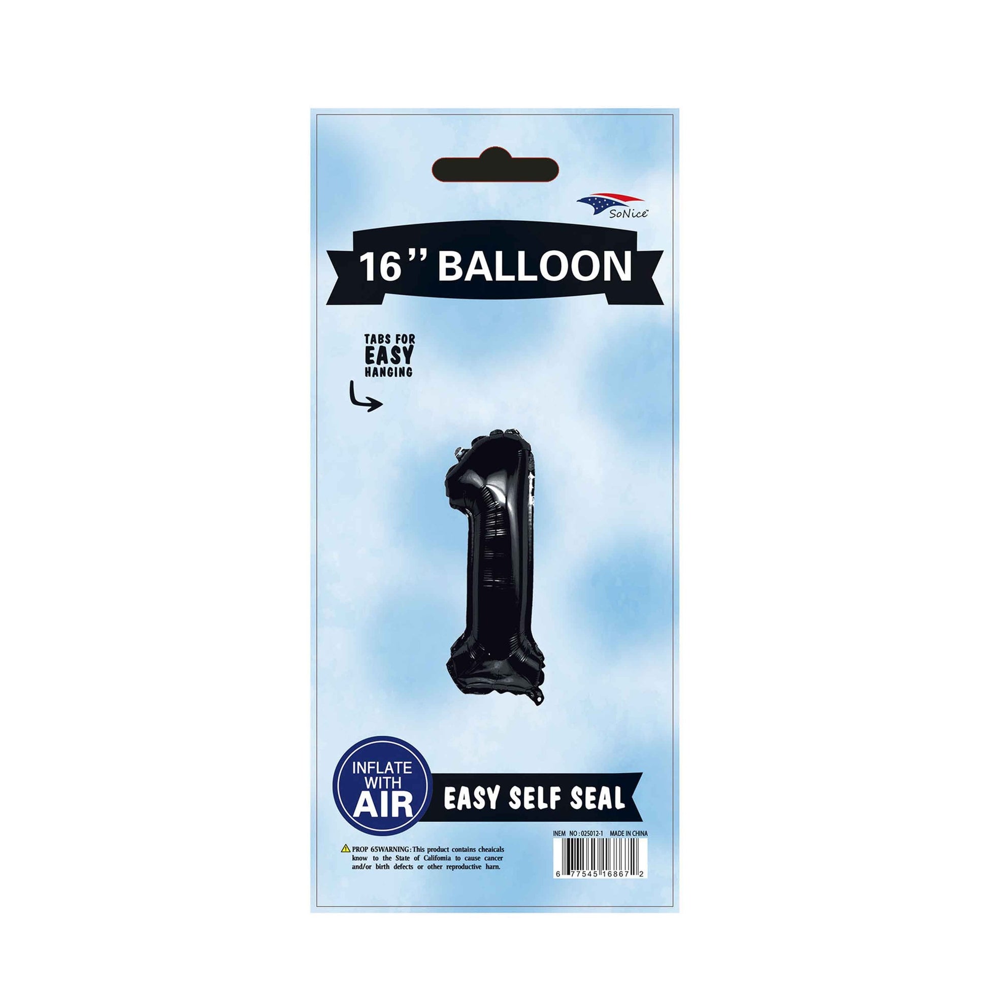16"Foil Balloon Number 1 Black