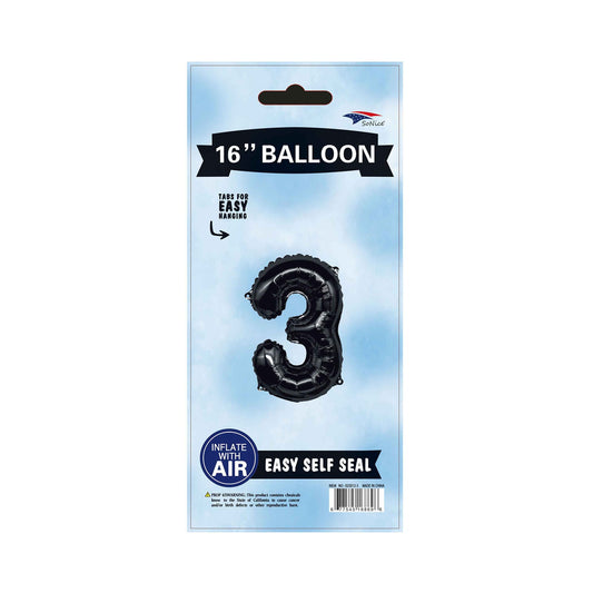 16"Foil Balloon Number 3 Black