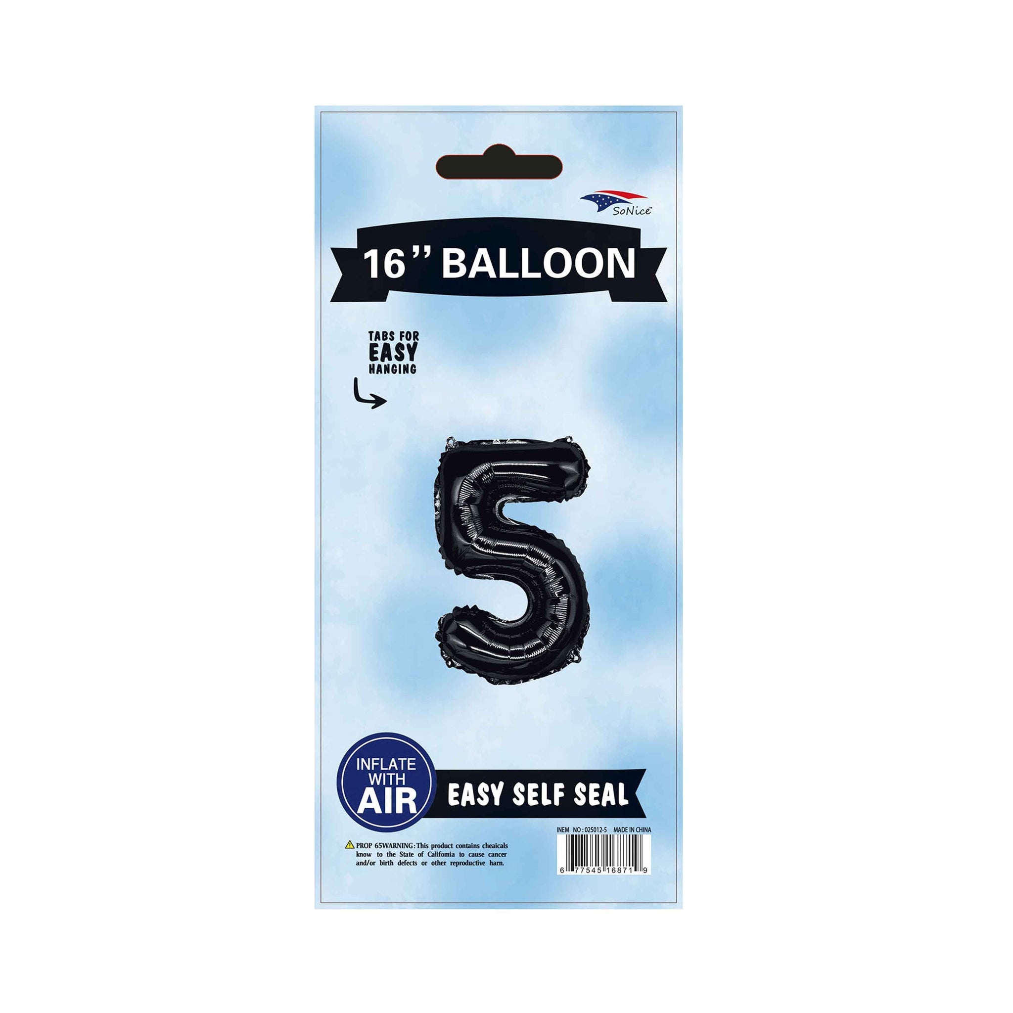 16"Foil Balloon Number 5 Black