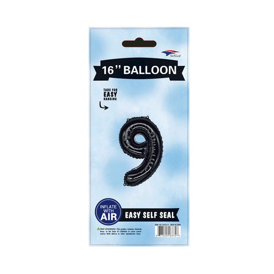 16"Foil Balloon Number 9 Black