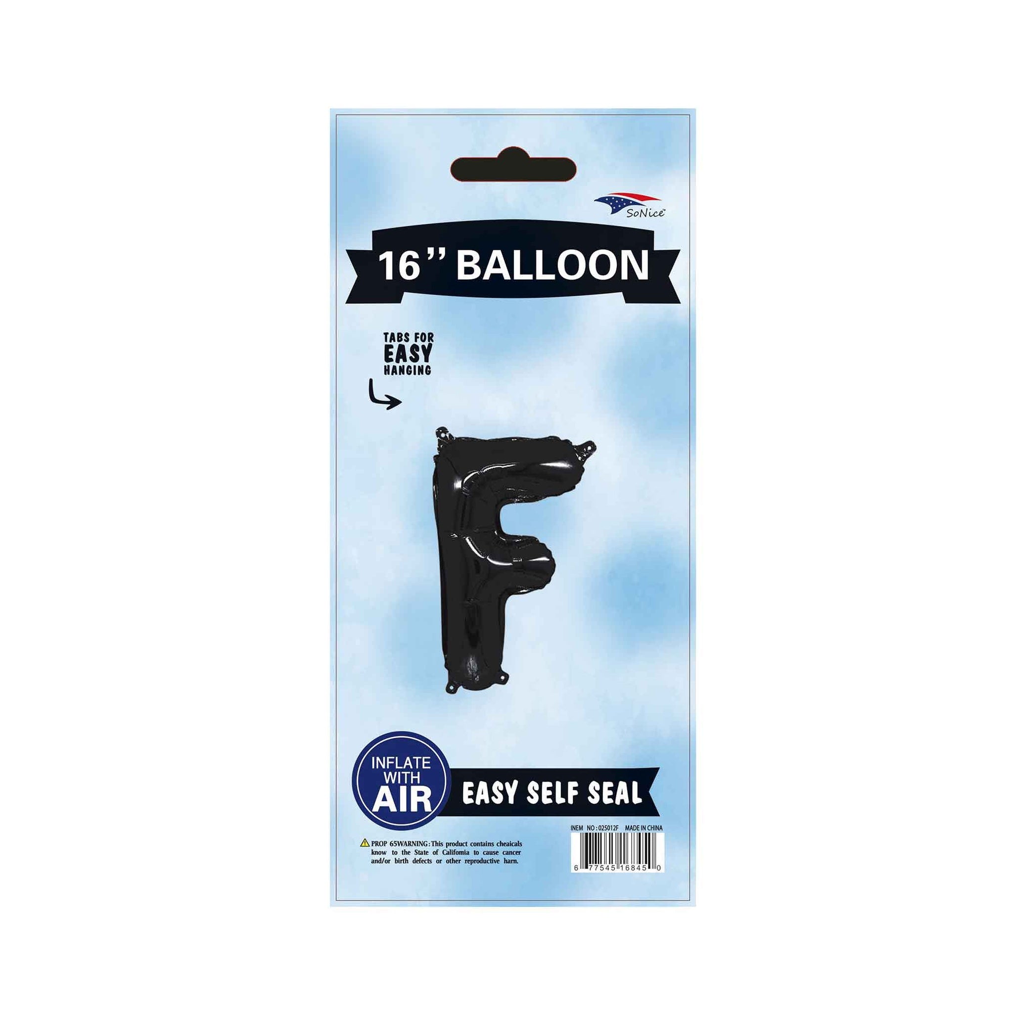 16"Foil Balloon Letter F Black