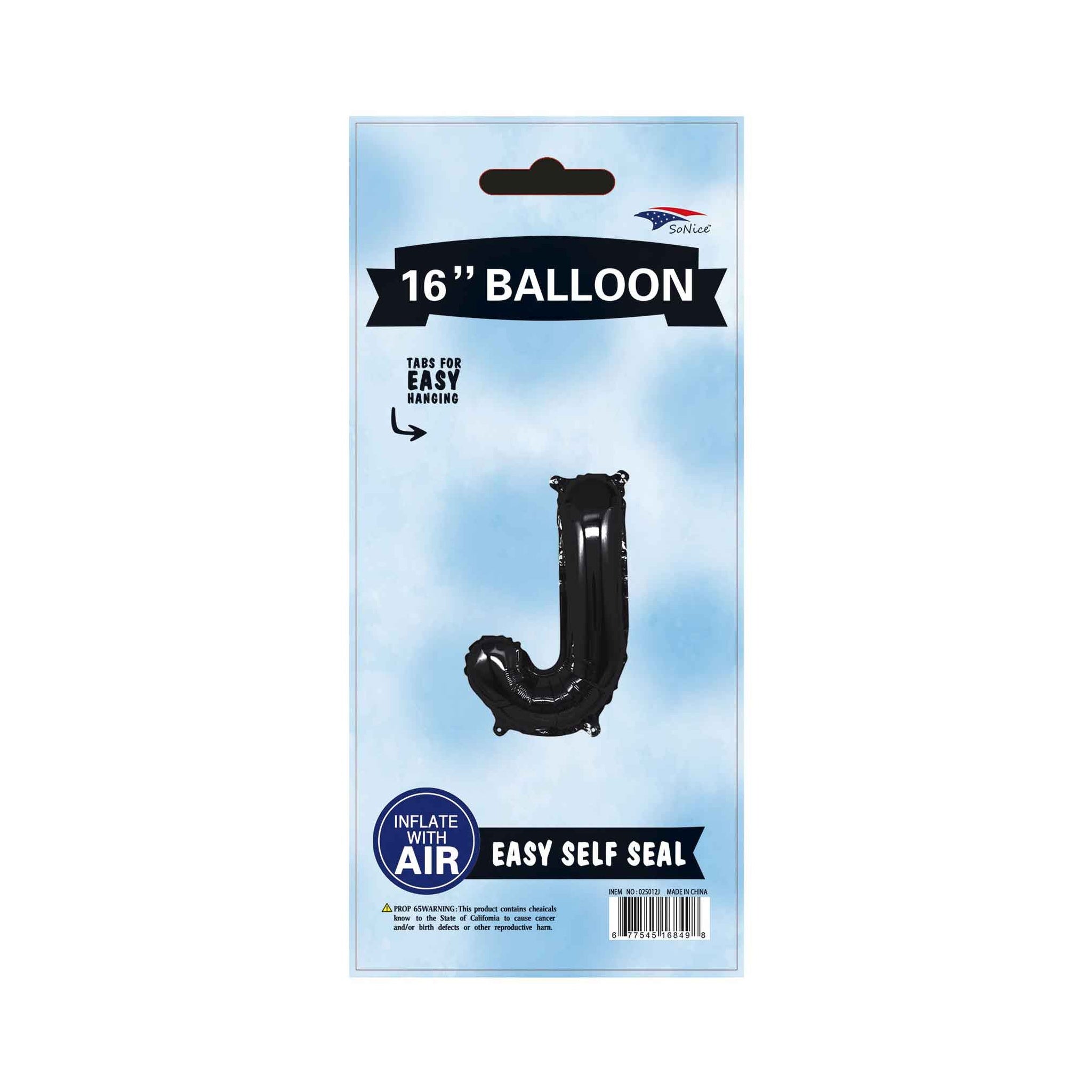 16"Foil Balloon Letter J Black