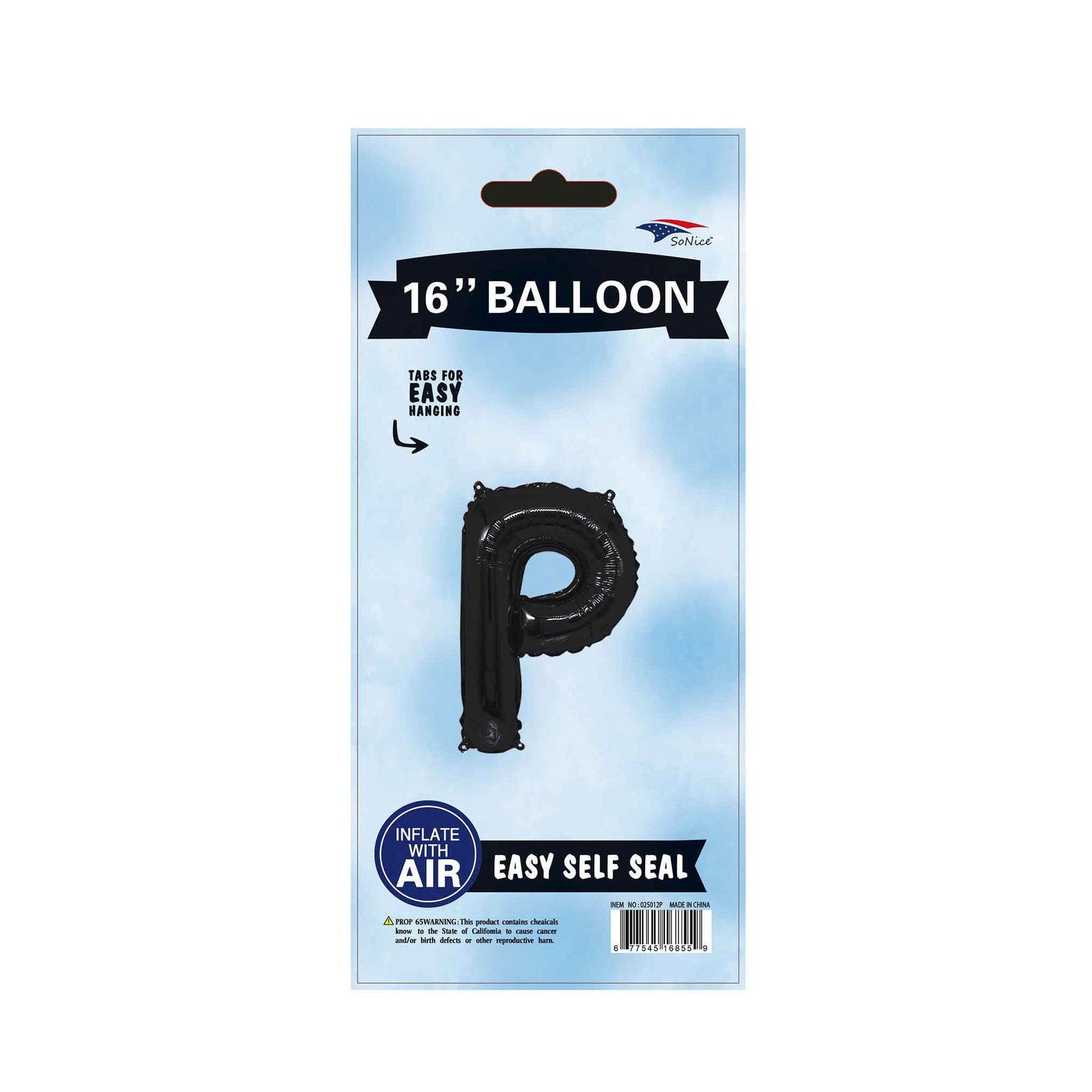 16"Foil Balloon Letter P Black