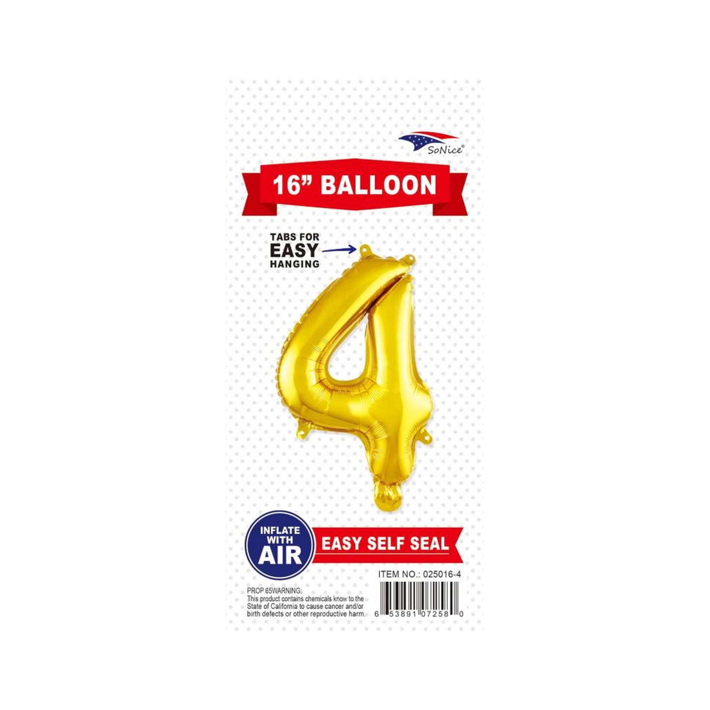 16"Foil Balloon Number 4 Gold