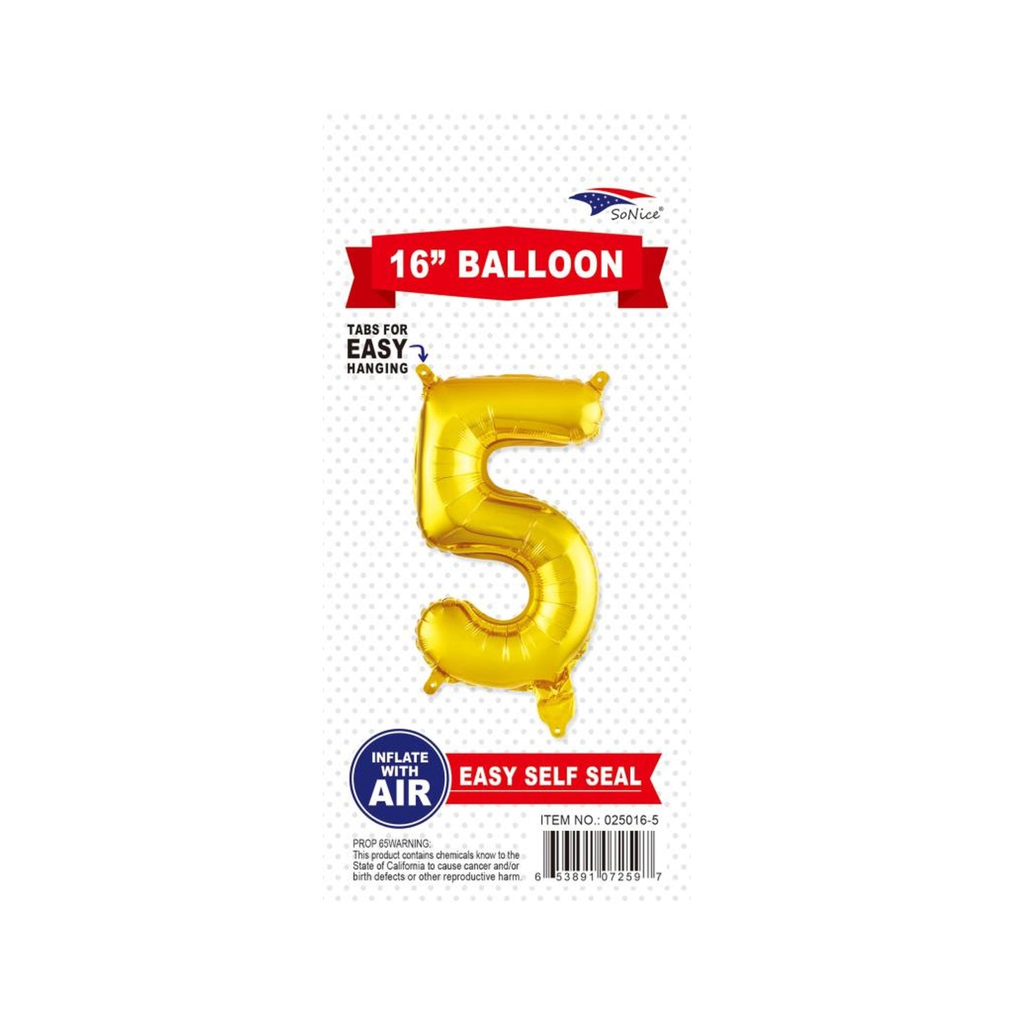 16"Foil Balloon Number 5 Gold