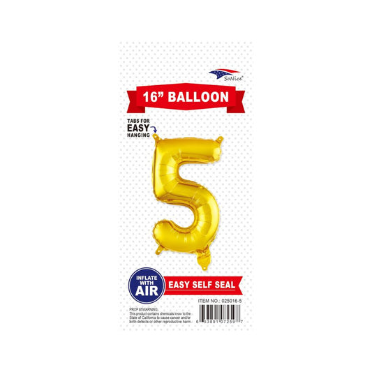 16"Foil Balloon Number 5 Gold