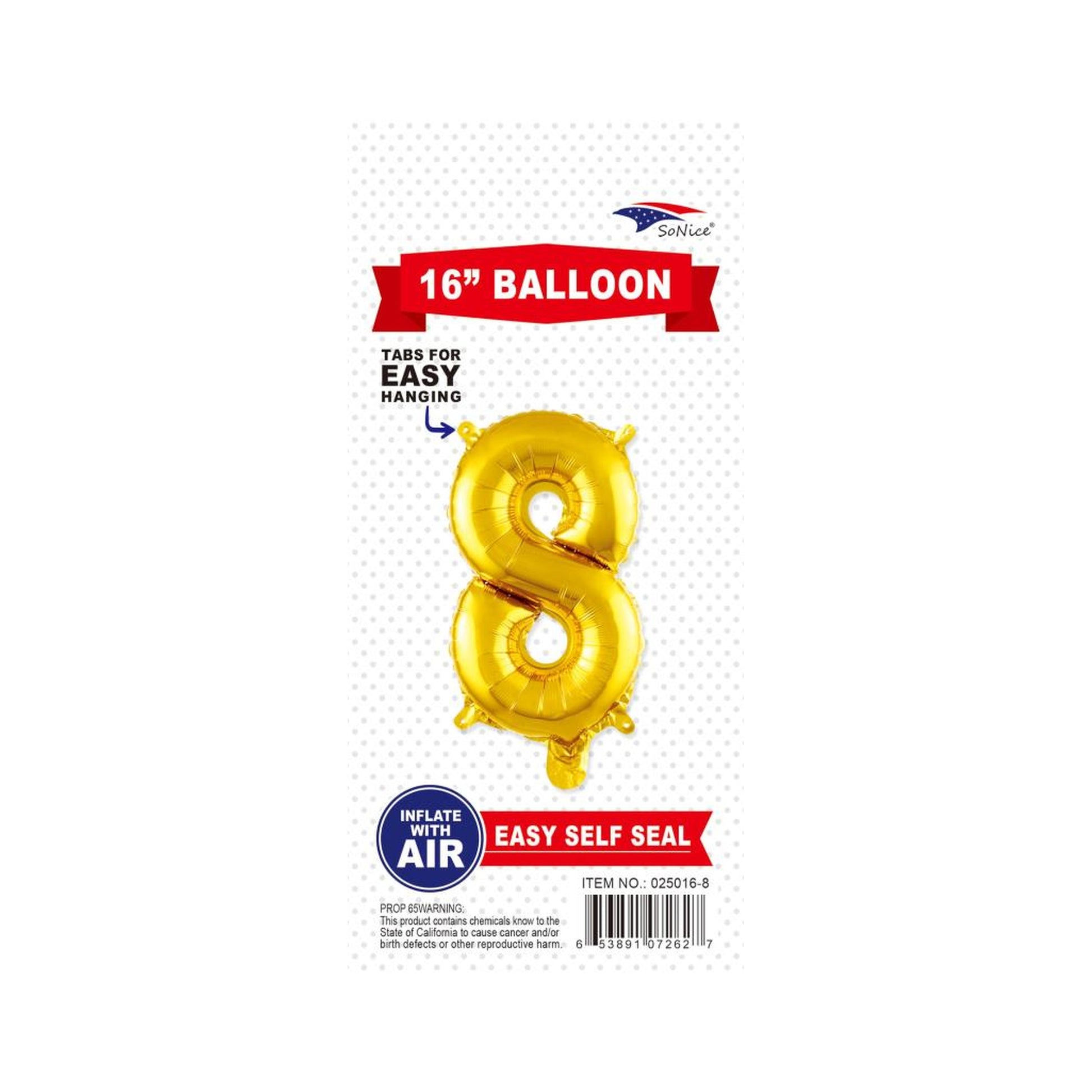 16"Foil Balloon Number 8 Gold