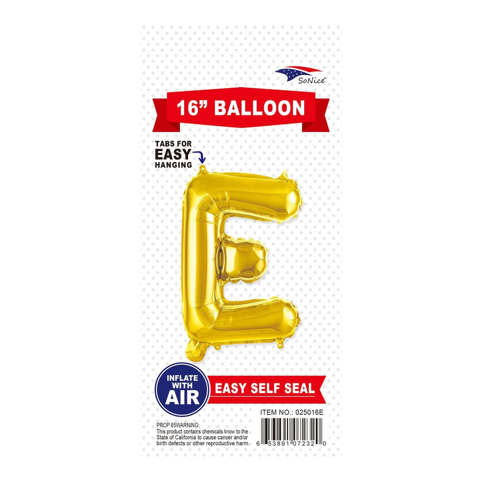 16"Foil Balloon Letter E Gold