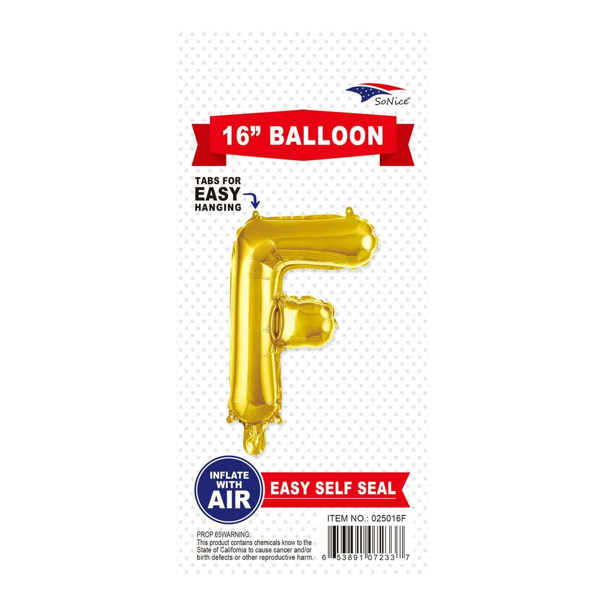 16"Foil Balloon Letter F Gold