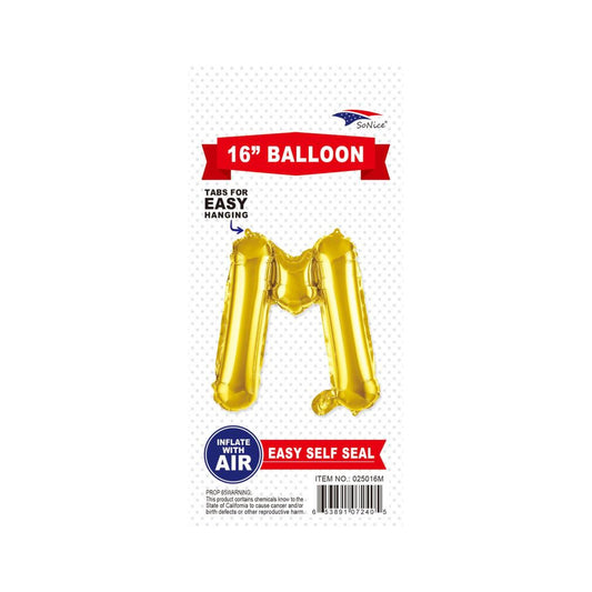 16"Foil Balloon Letter M Gold