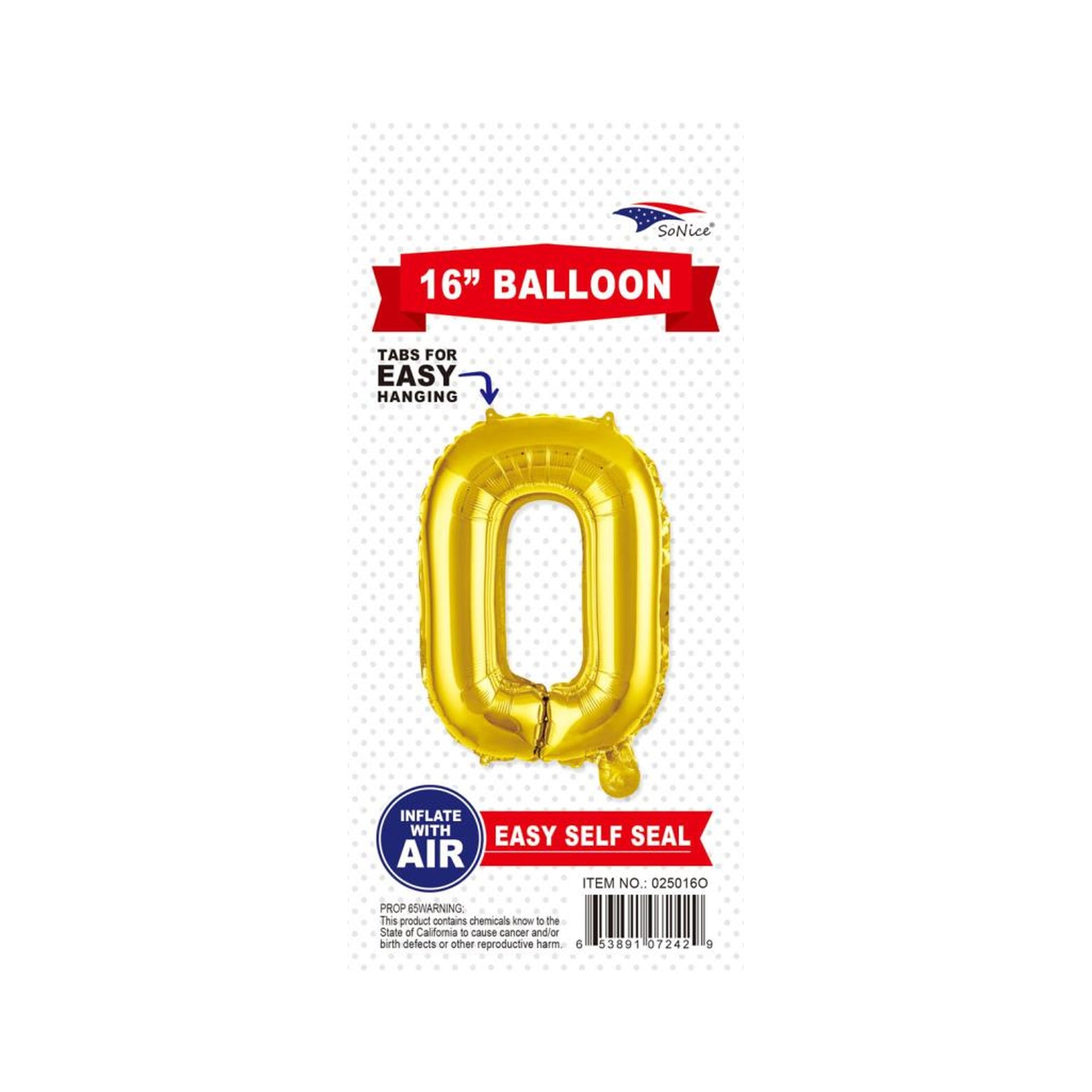 16"Foil Balloon Letter O Gold