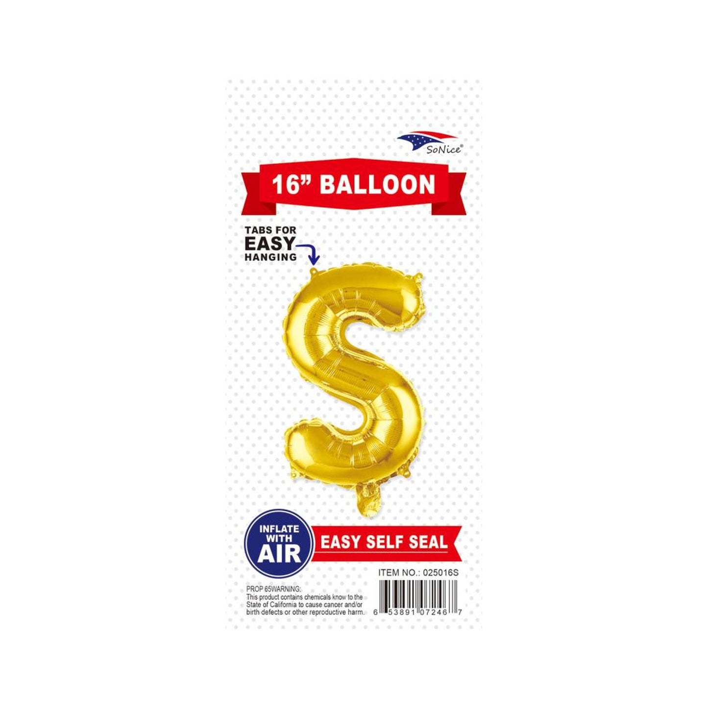 16" Balloon Letter S Gold
