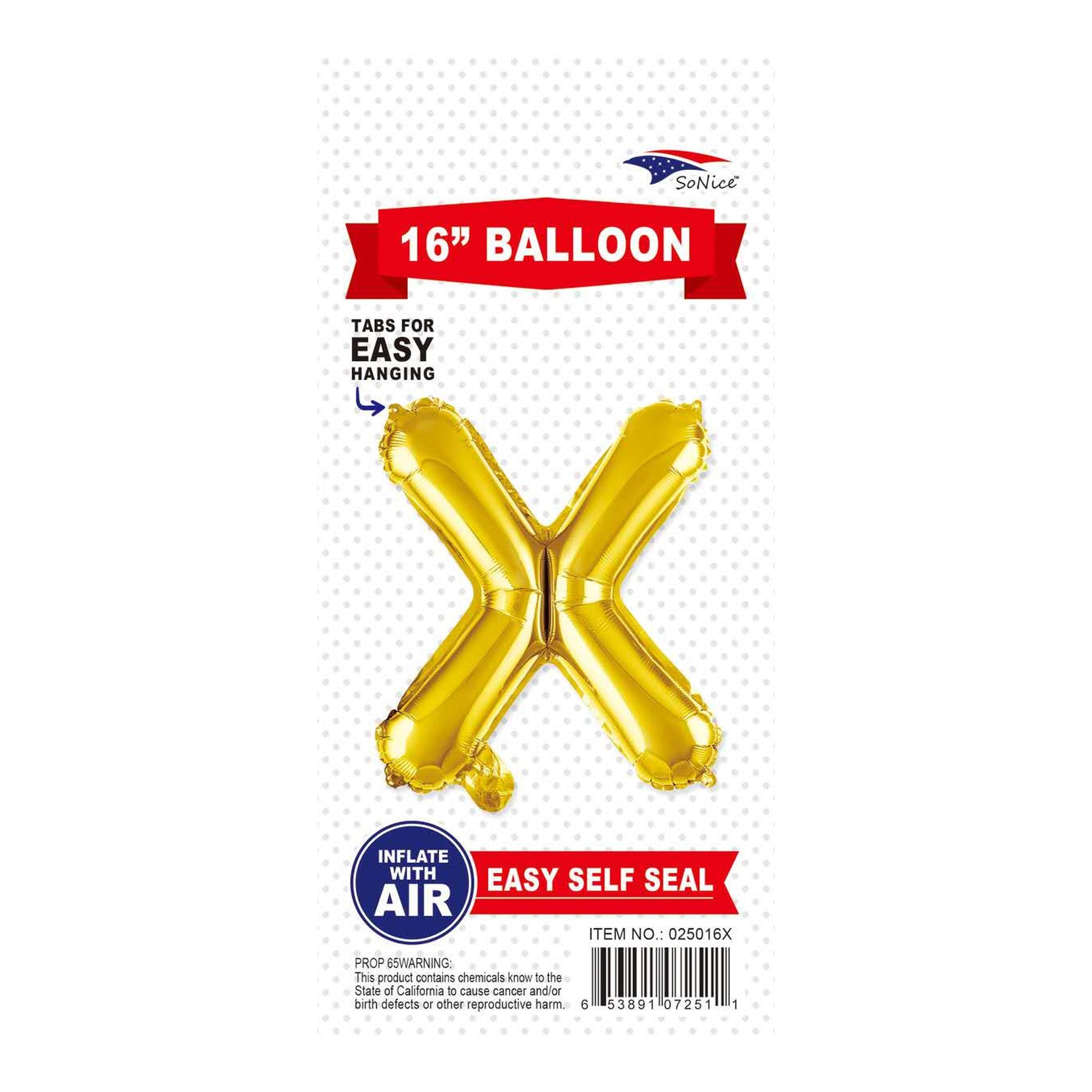 16"Foil Balloon Letter x Gold