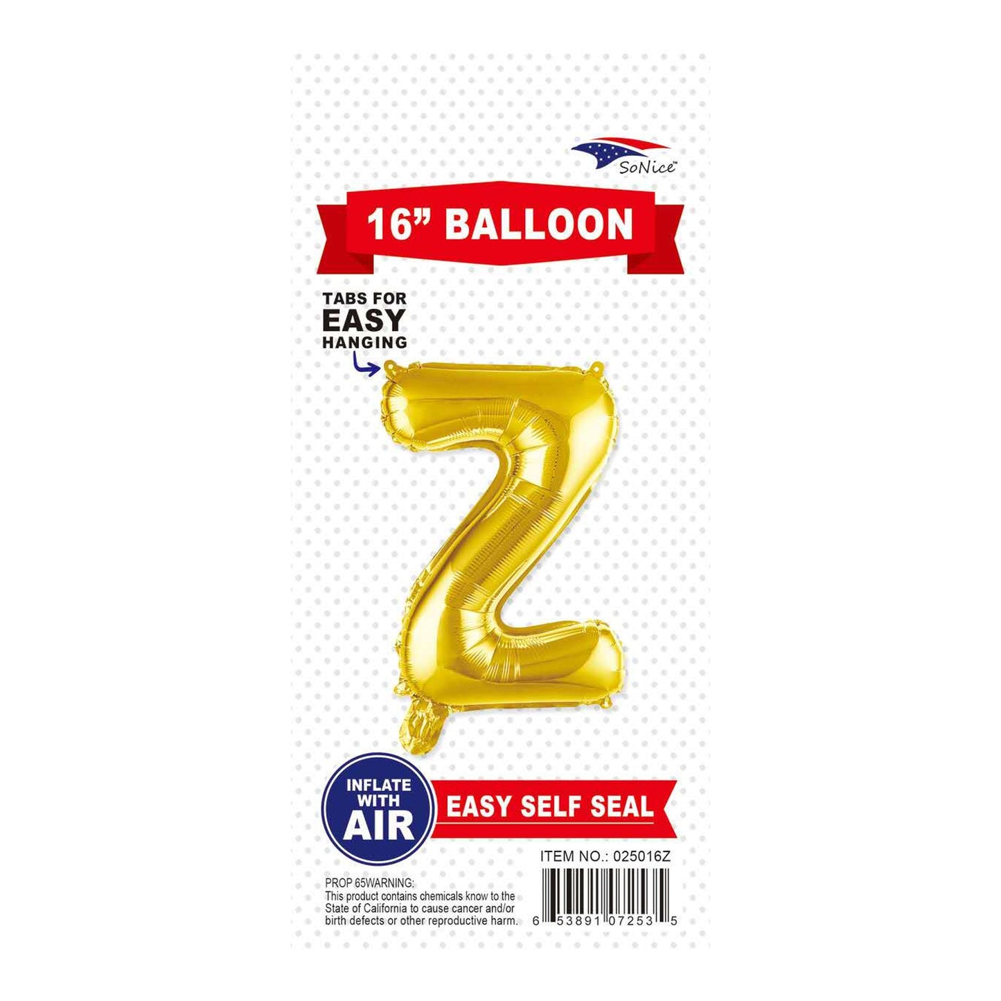 16"Foil Balloon Letter Z Gold