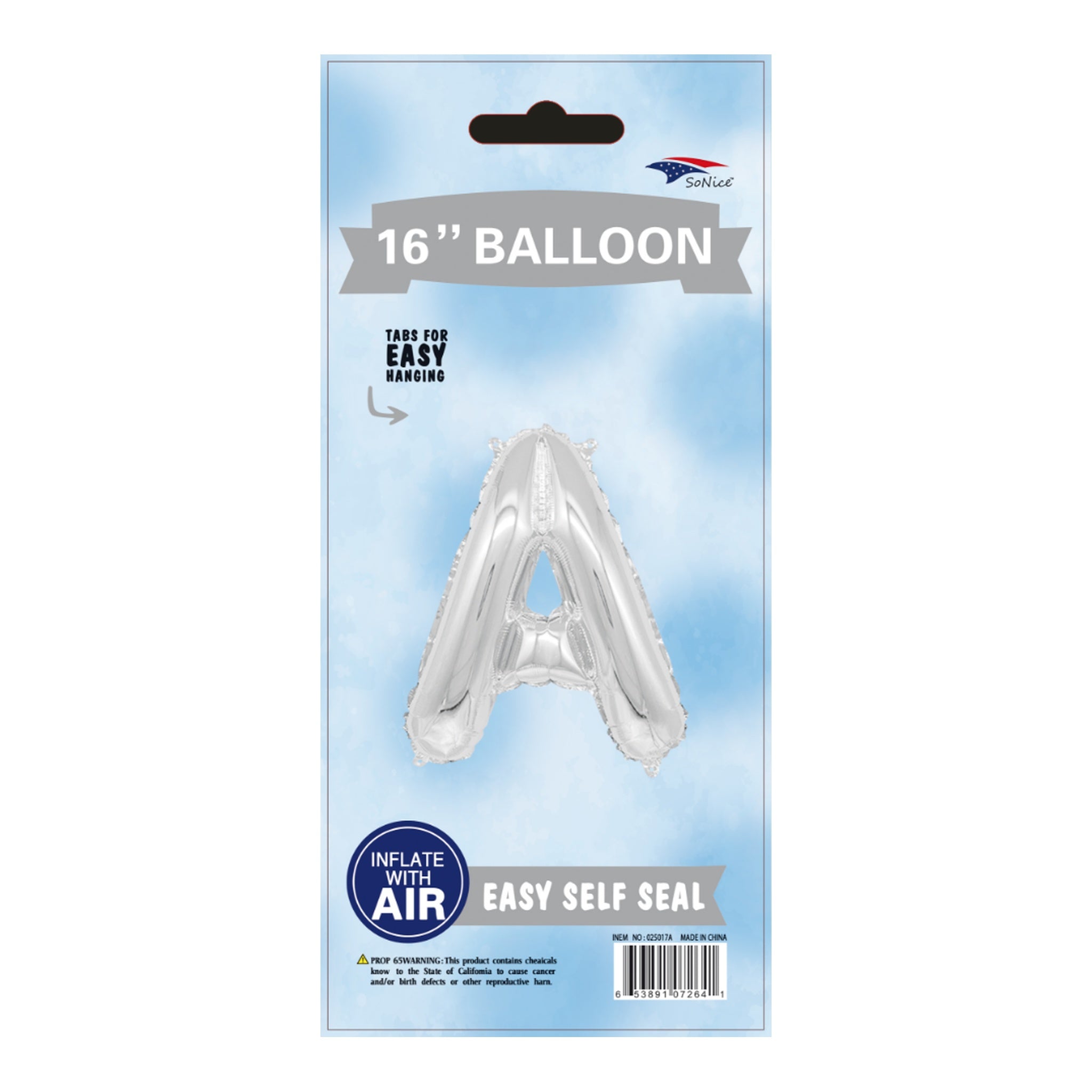 16" Balloon Letter A Slvr
