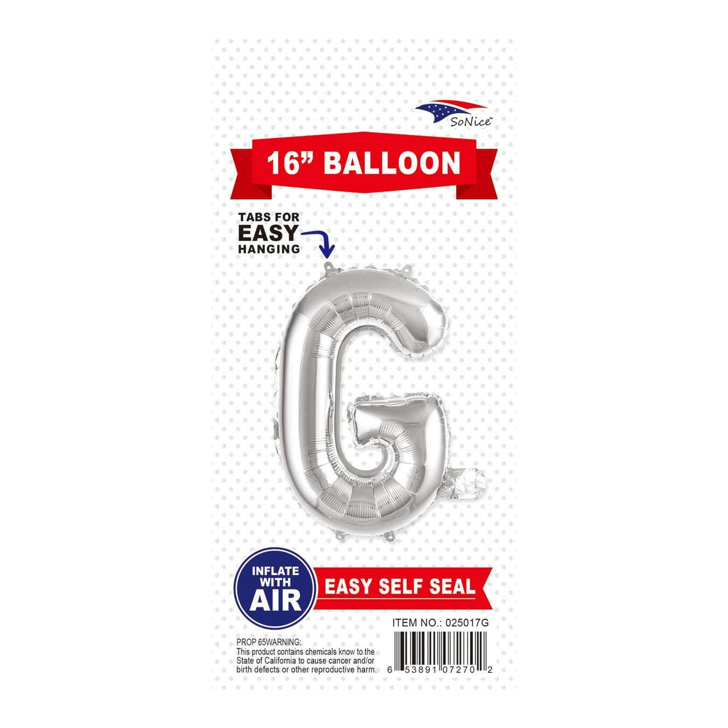 16" Balloon Letter G Slvr