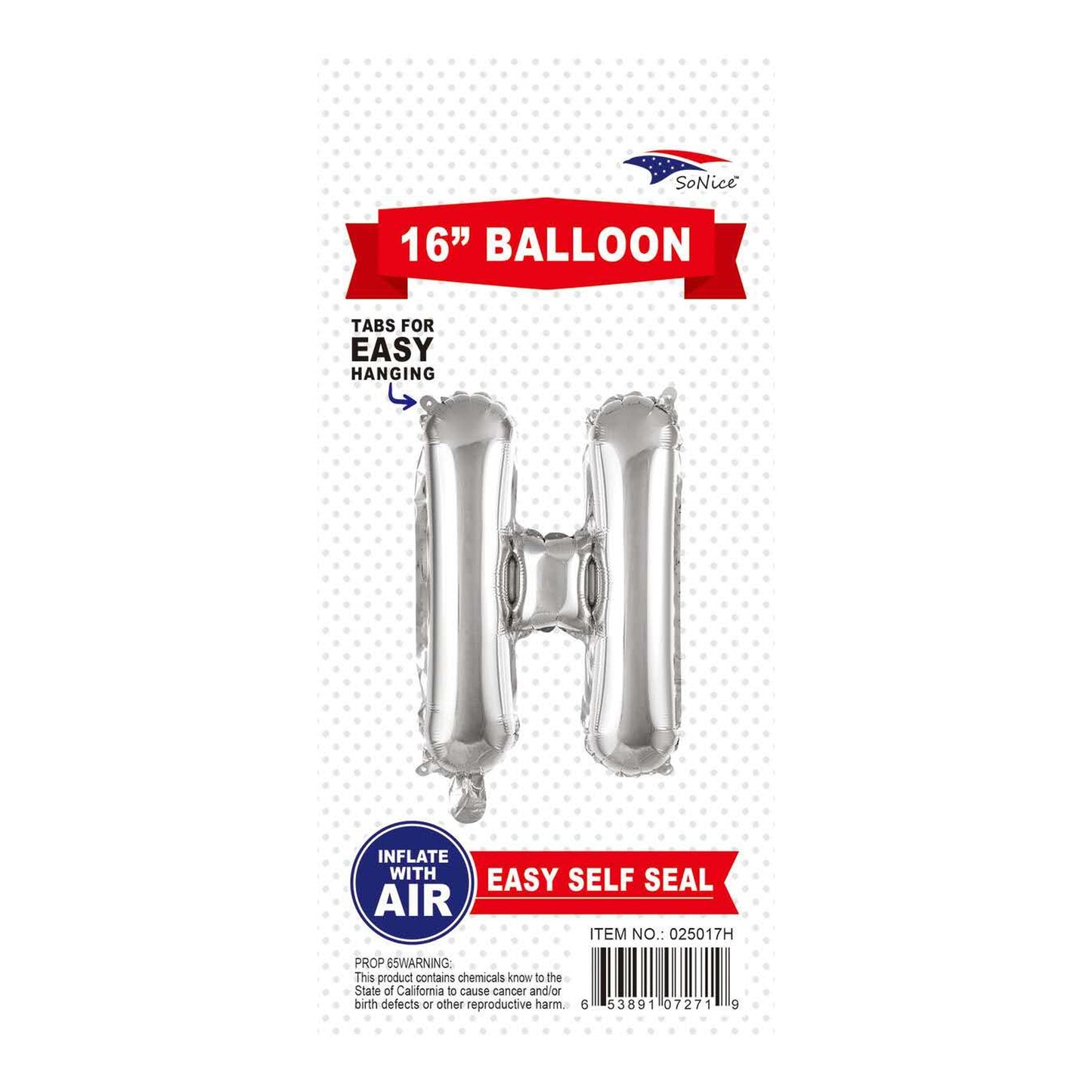 16" Balloon Letter H Slvr