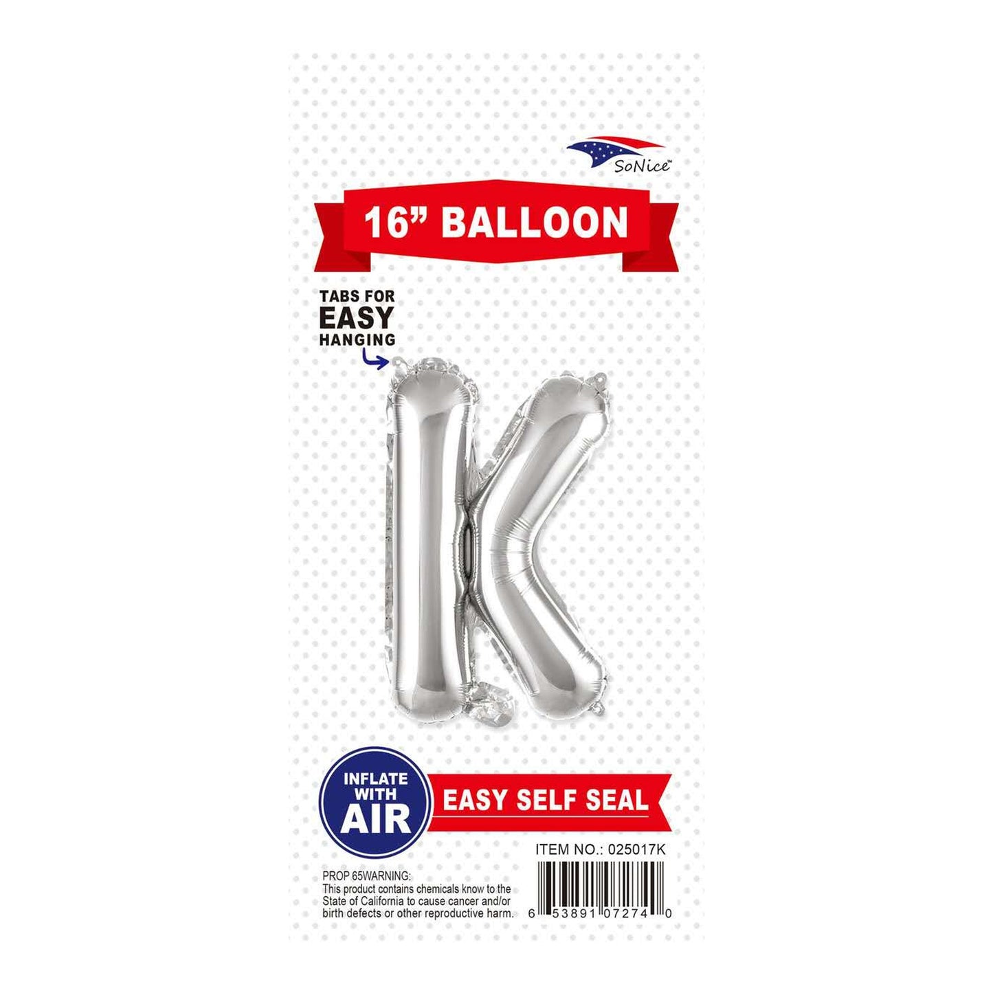16" Balloon Letter K Slvr