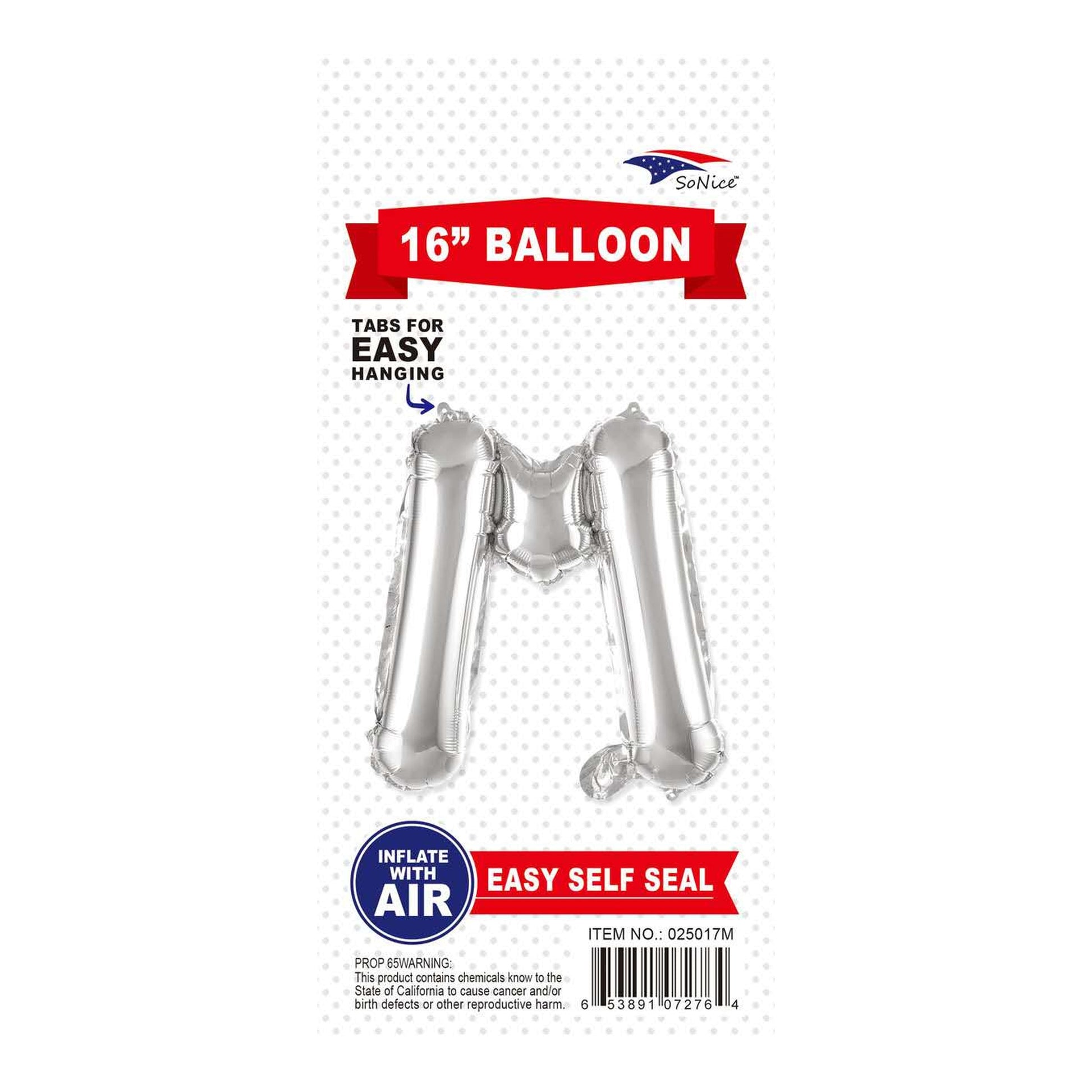 16" Balloon Letter M Slvr