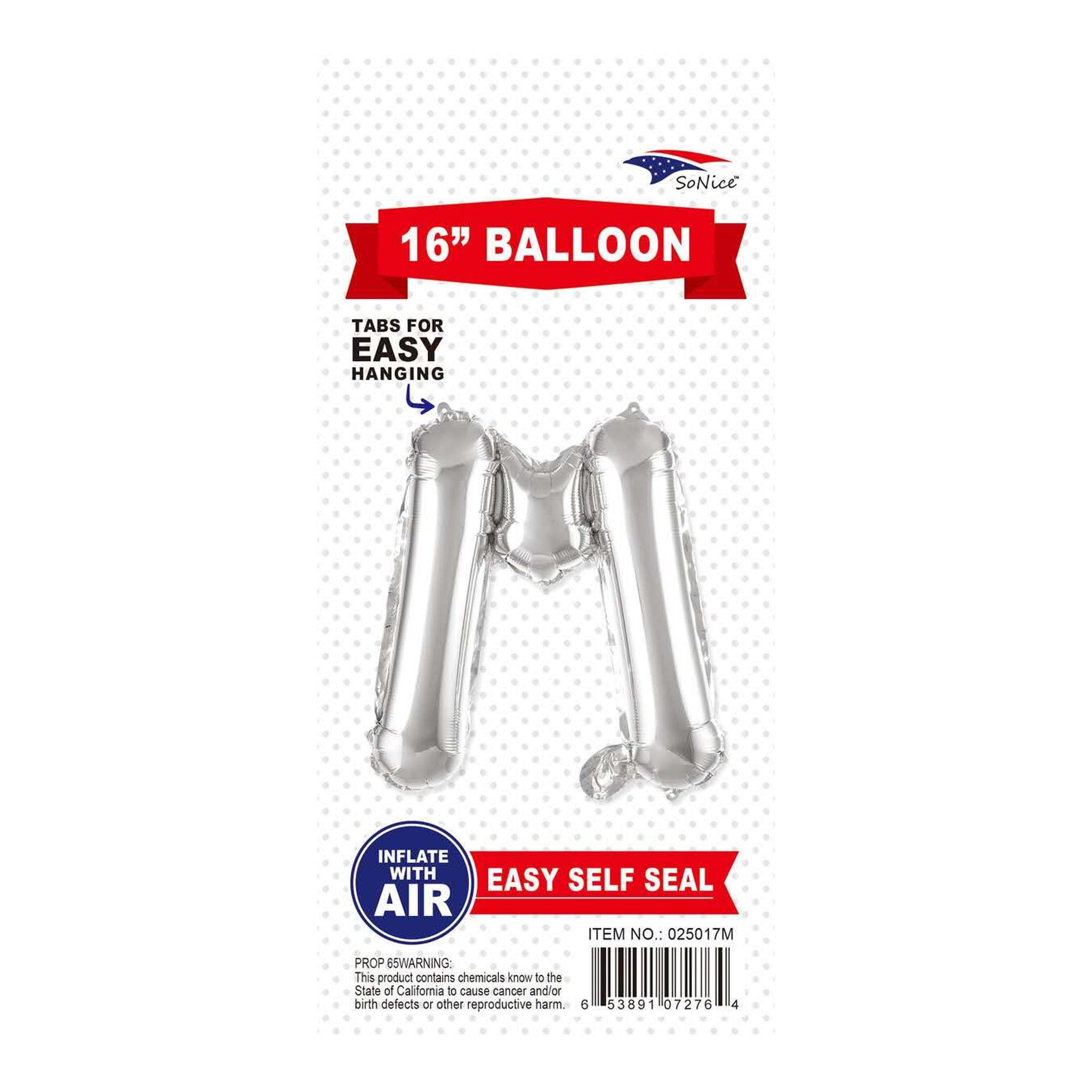 16" Balloon Letter M Slvr