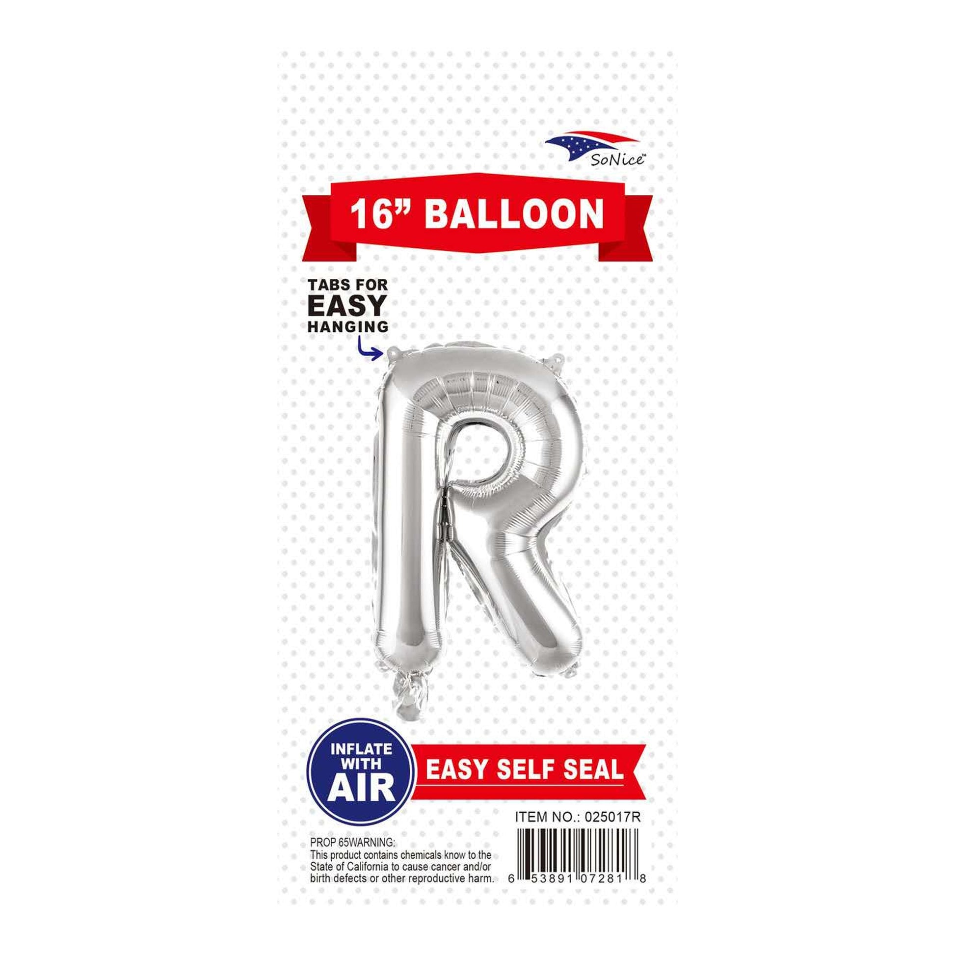 16" Balloon Letter R Slvr