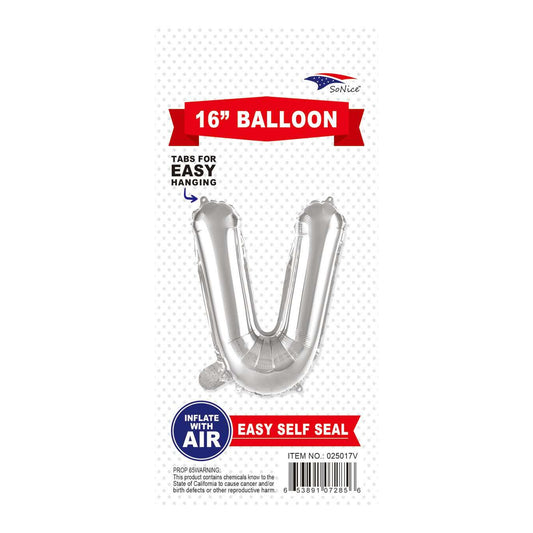 16" Balloon Letter V Slvr