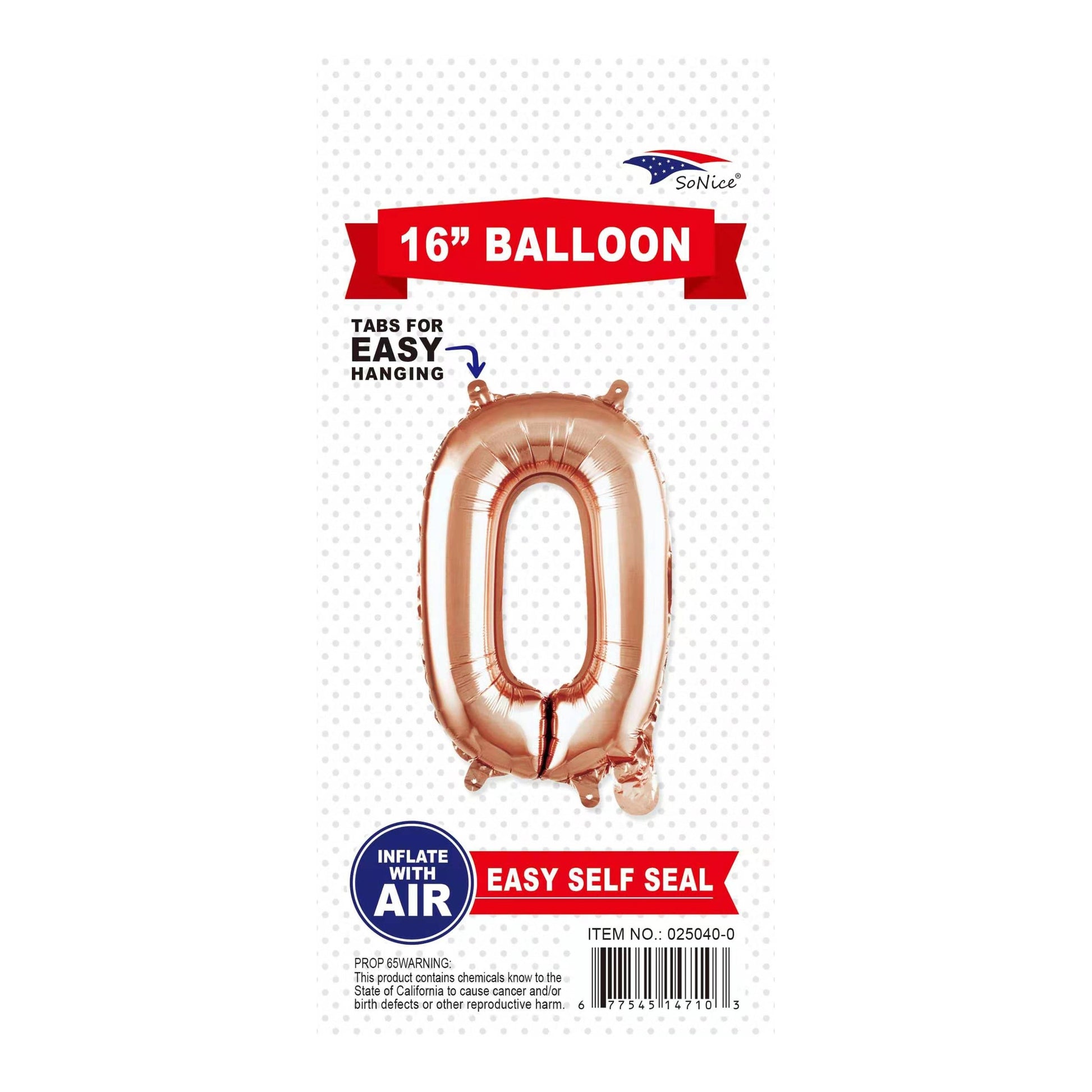16"Foil Balloon 0 Rose Gold