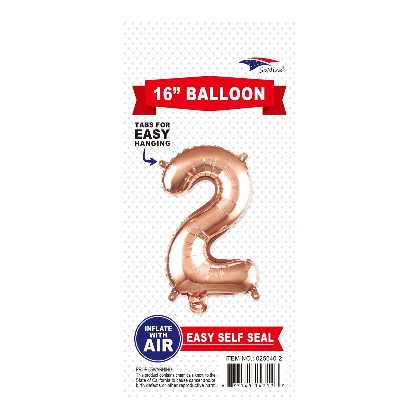 16"Foil Balloon 2 Rose Gold