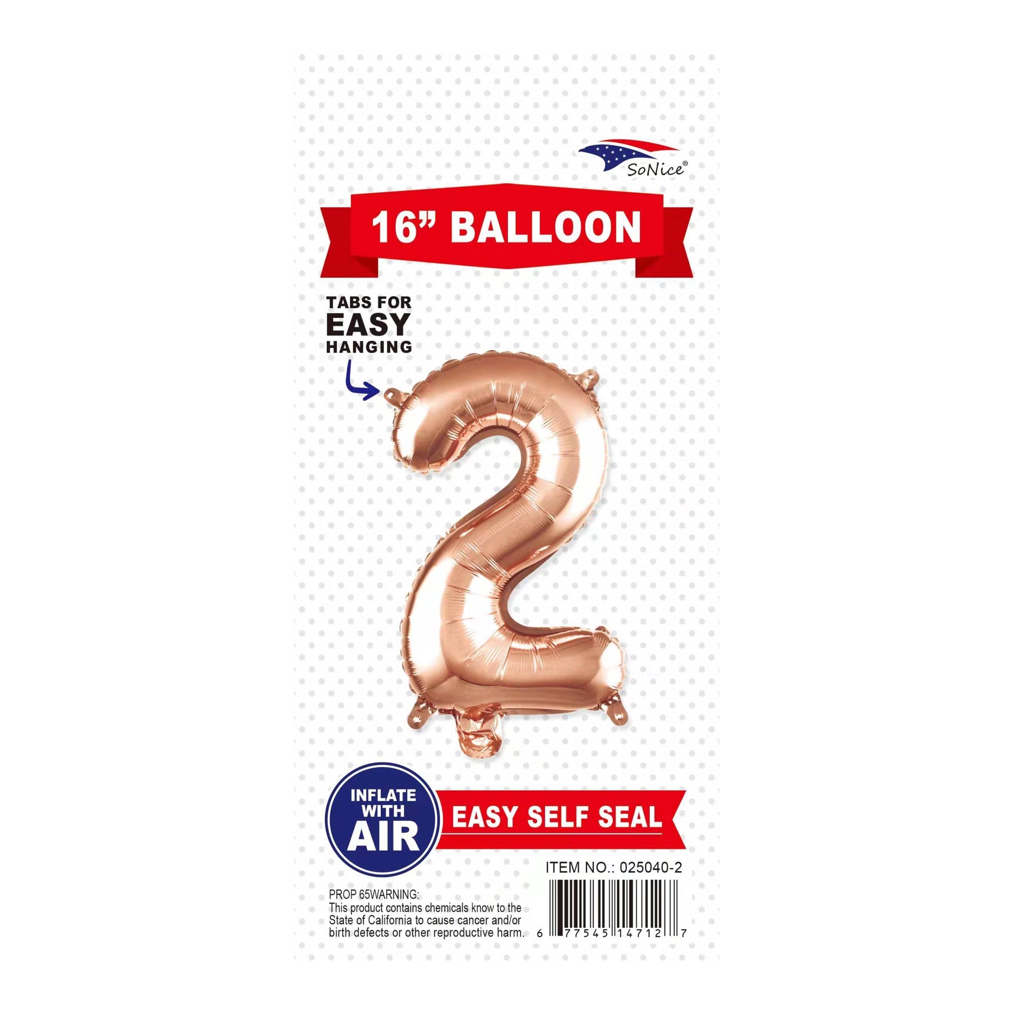 16"Foil Balloon 2 Rose Gold