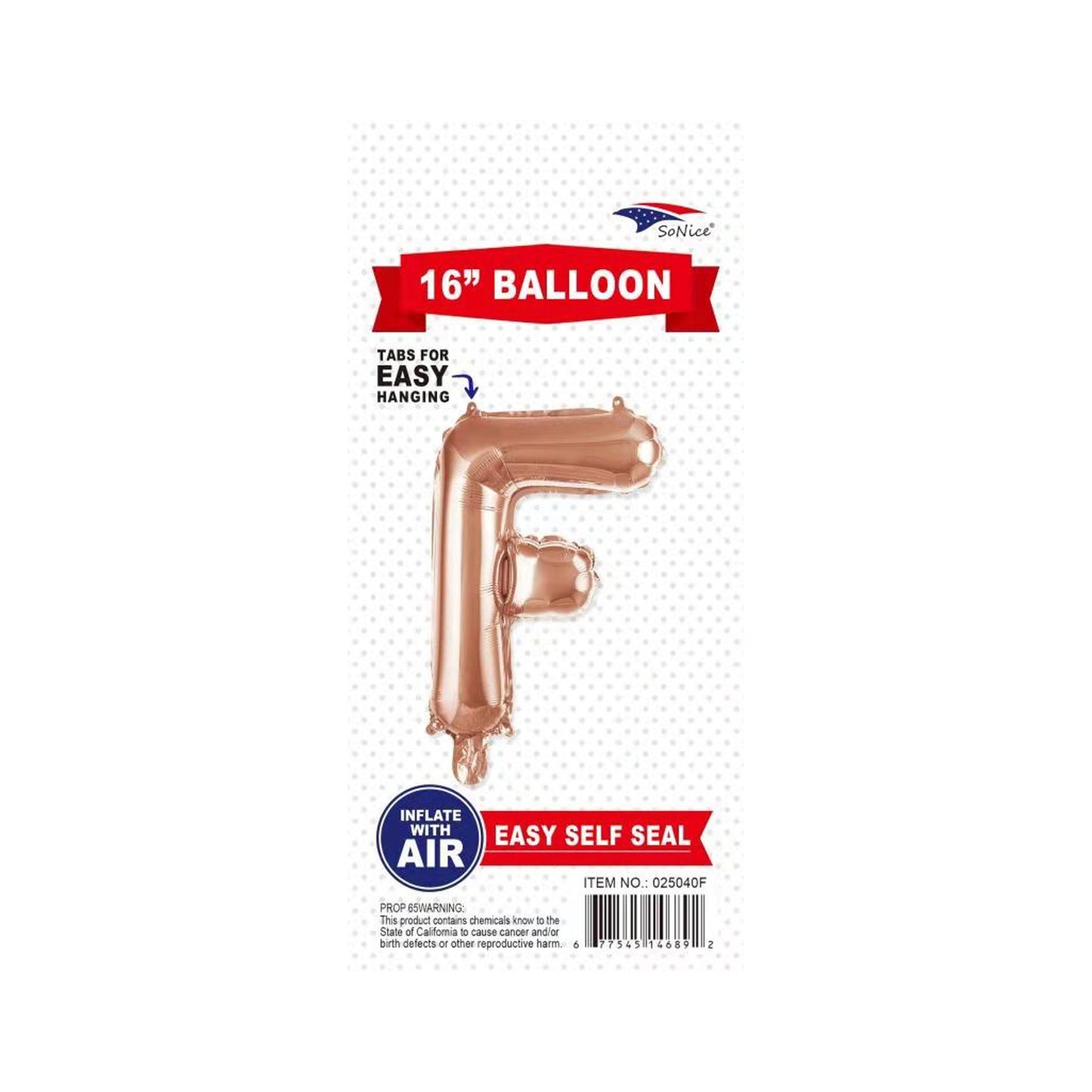16"Foil Balloon F Rose Gold