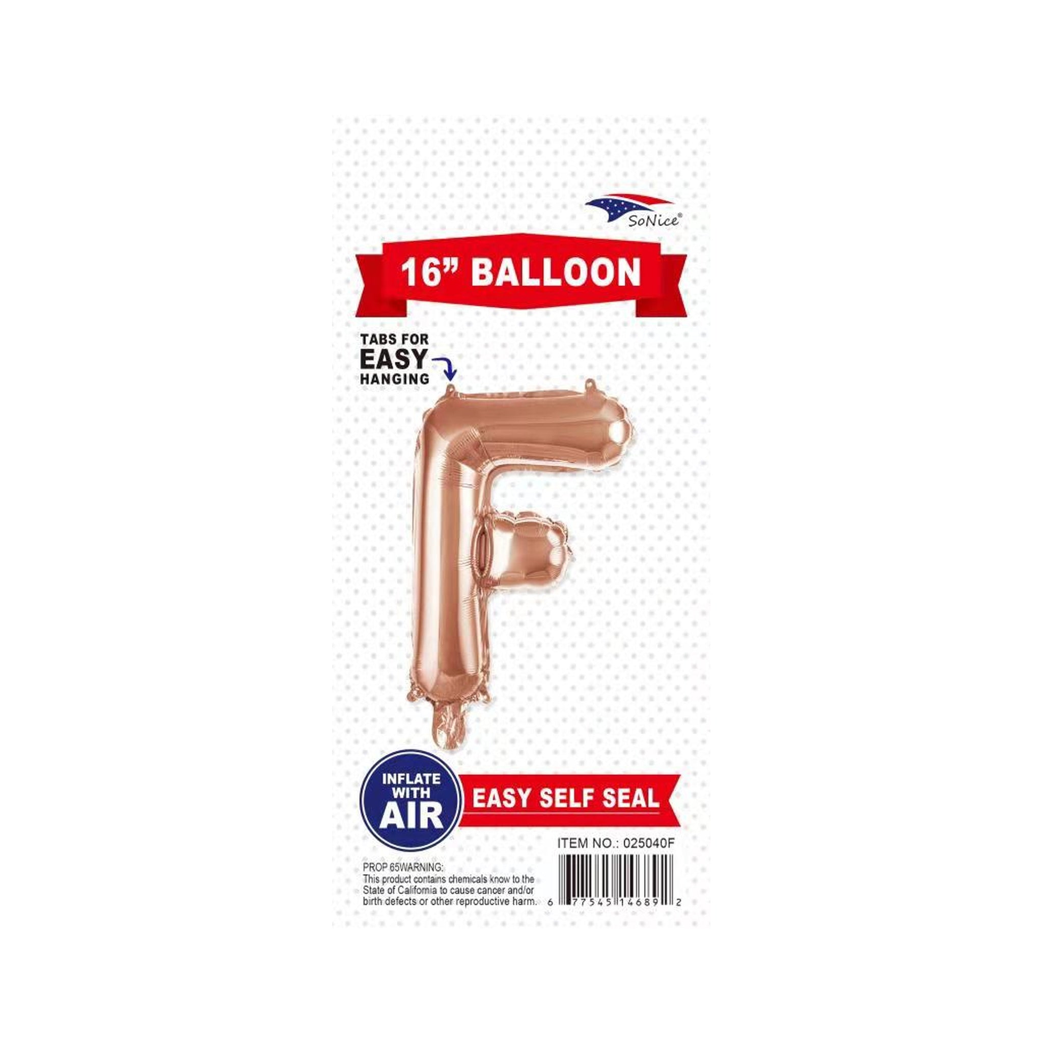 16"Foil Balloon F Rose Gold