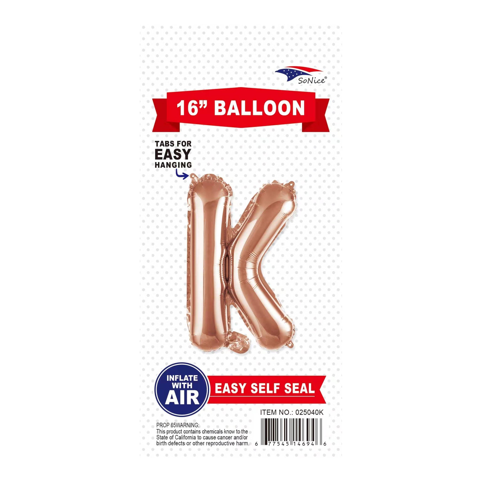 16"Foil Balloon K Rose Gold
