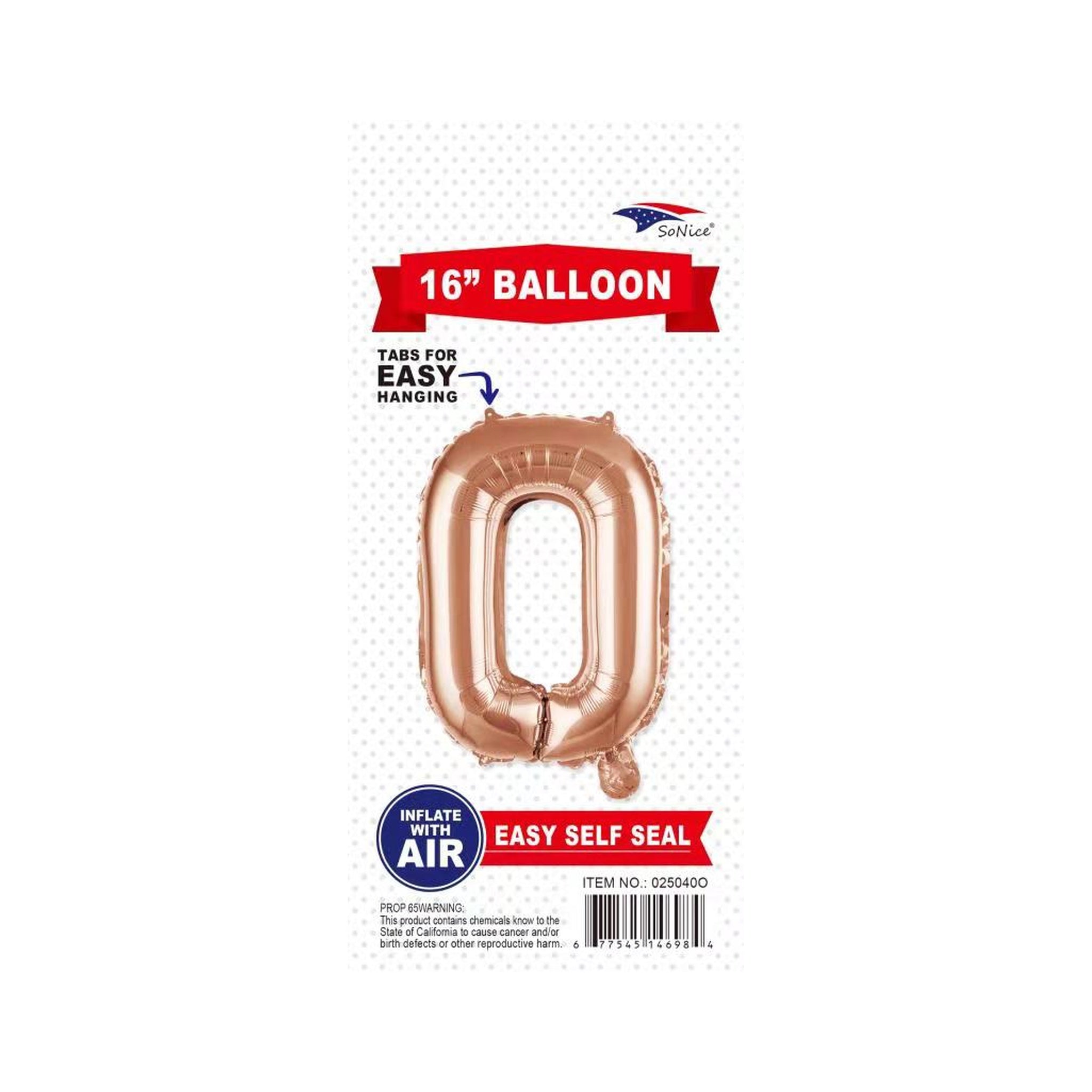16"Foil Balloon O Rose Gold