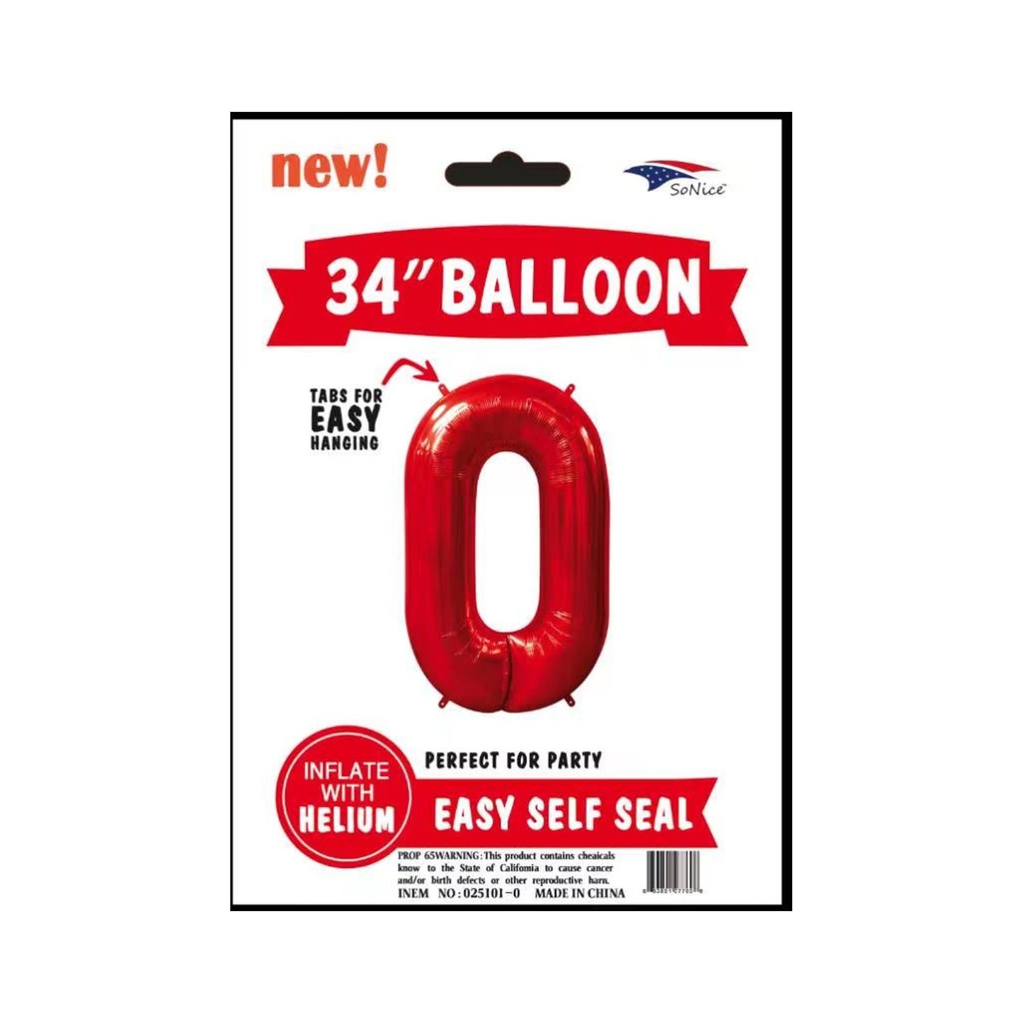 34" Balloon Number O Red