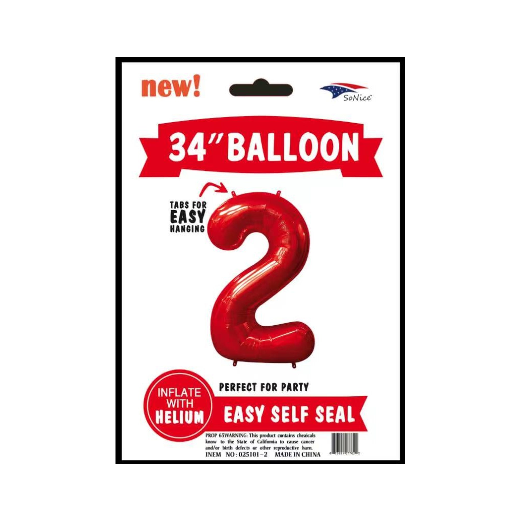 34" Balloon Number 2 Red