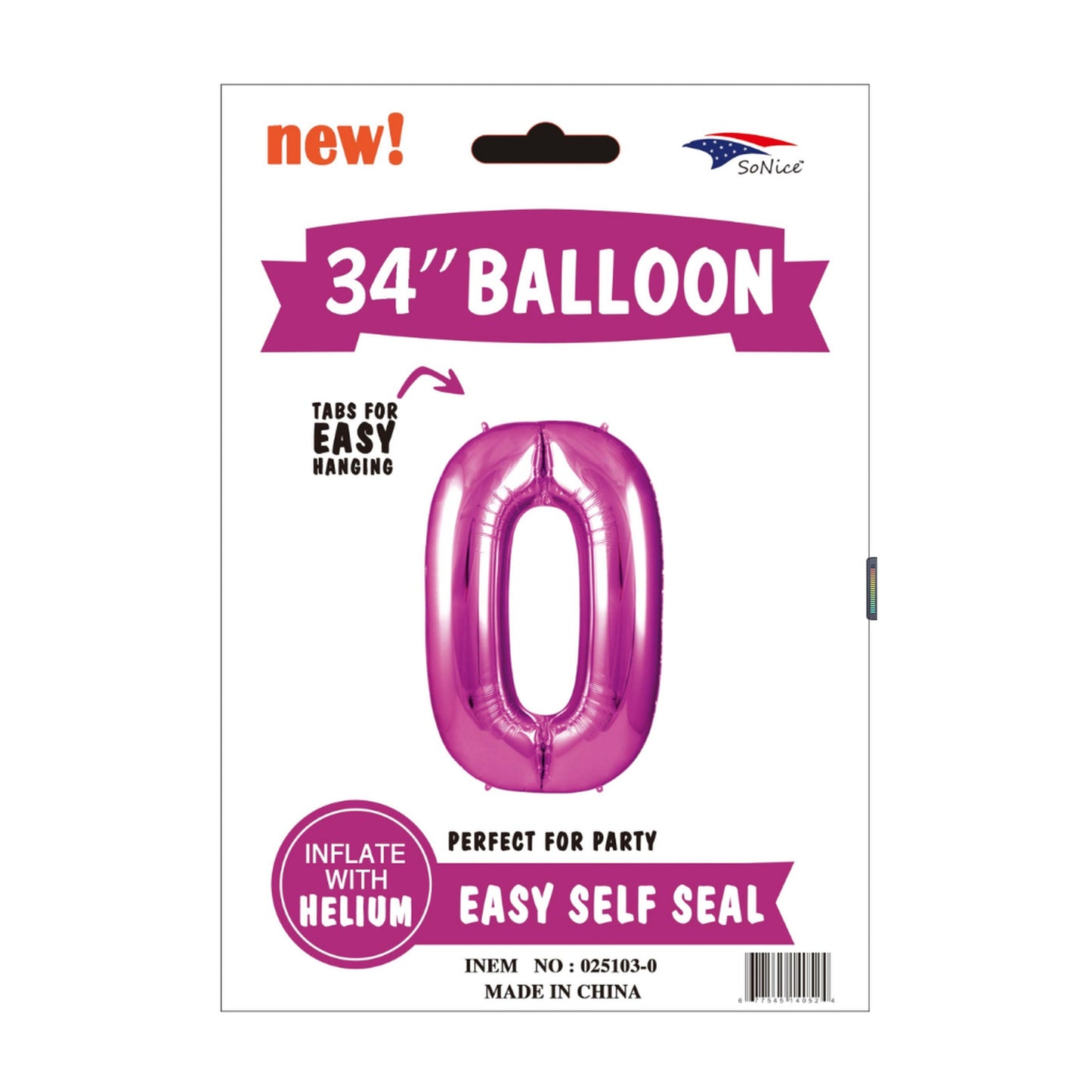 34"Foil Balloon Fuchsia 0