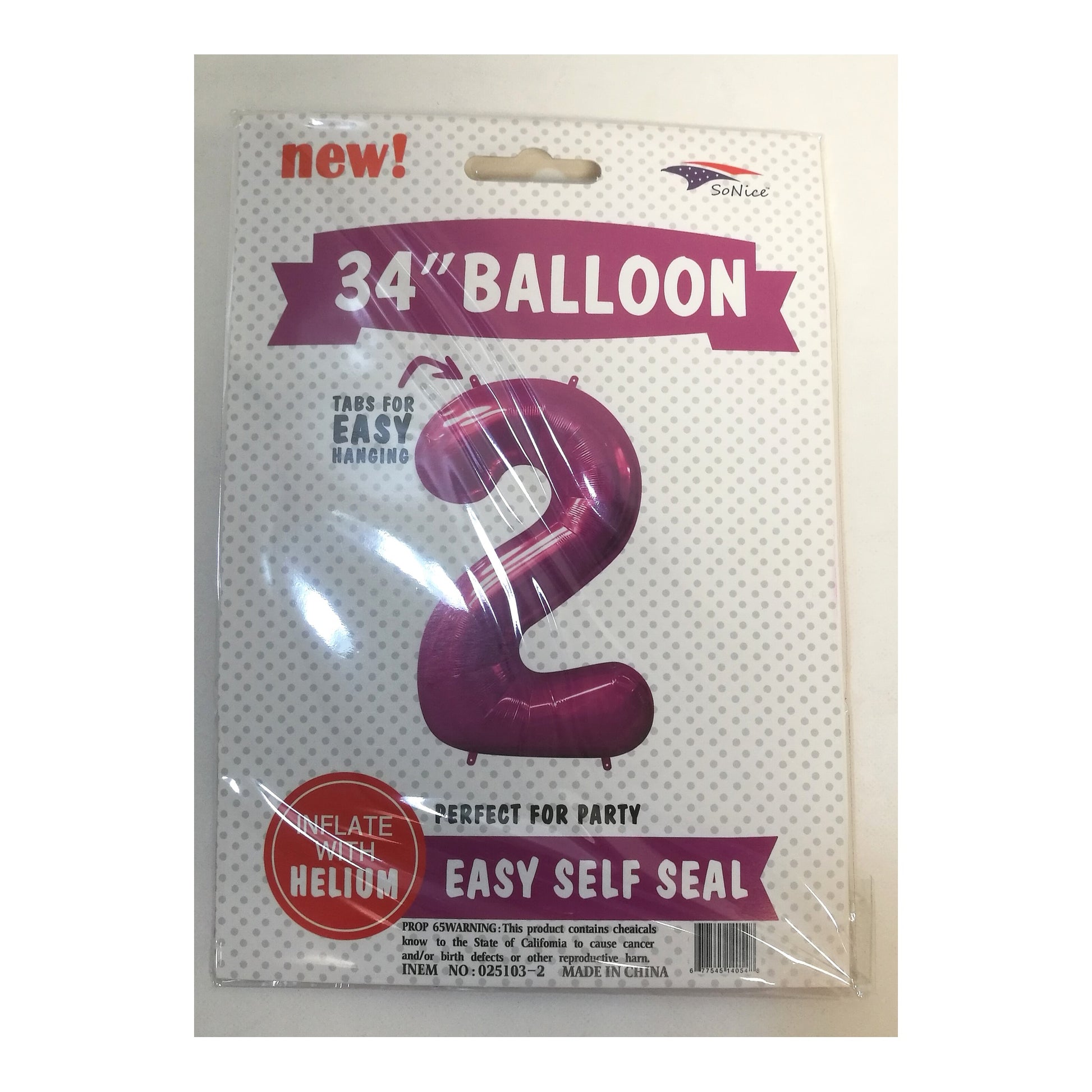 34"Foil Balloon Fuchsia 2