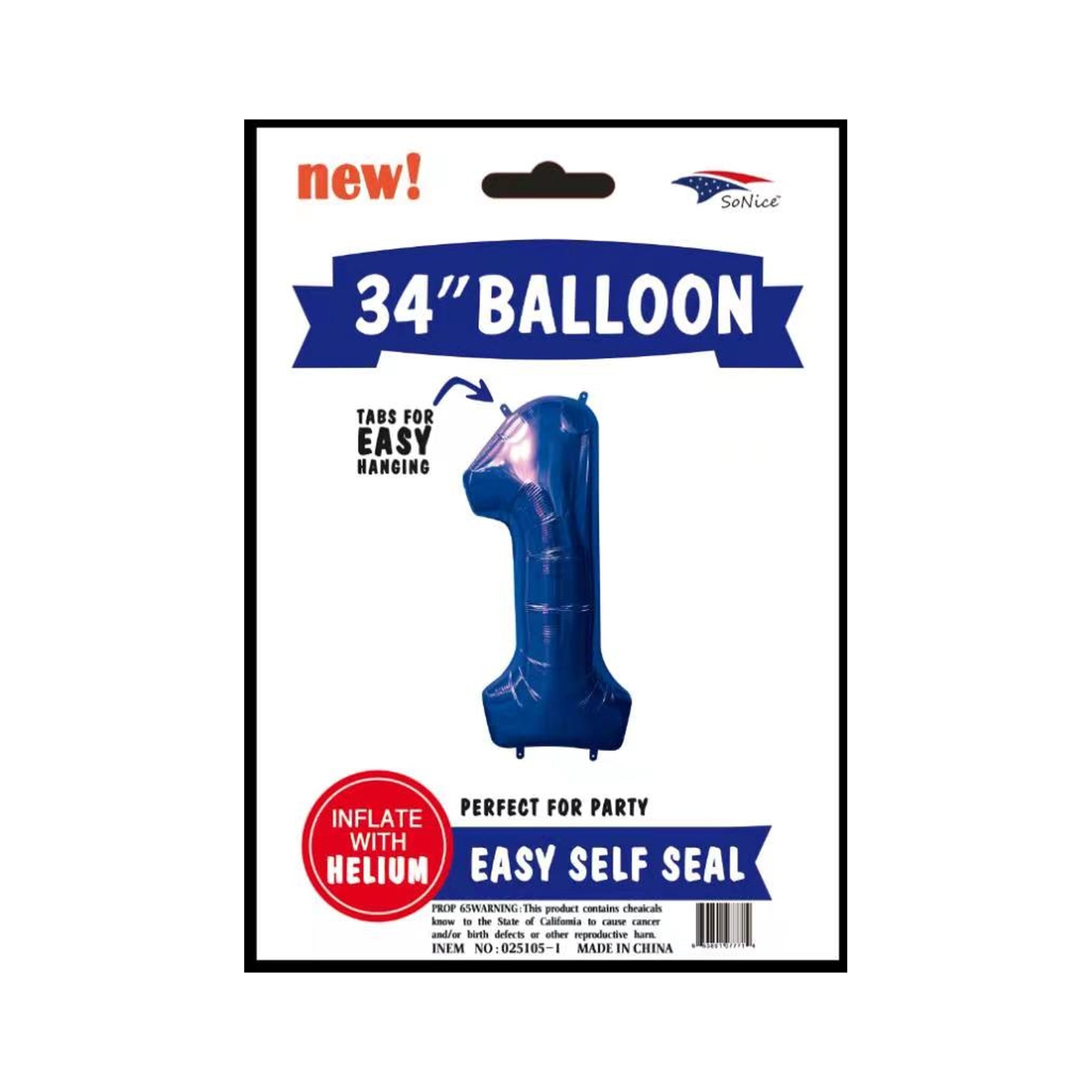 34" Balloon Number 1 Royal Blue