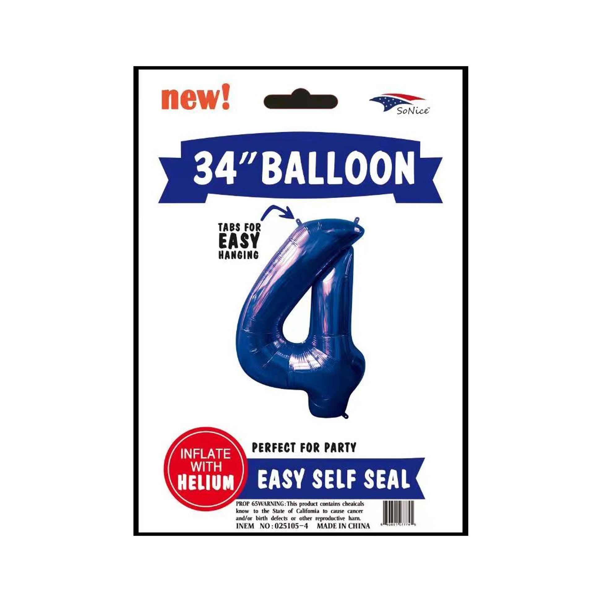 34" Balloon Number 4 Royal Blue