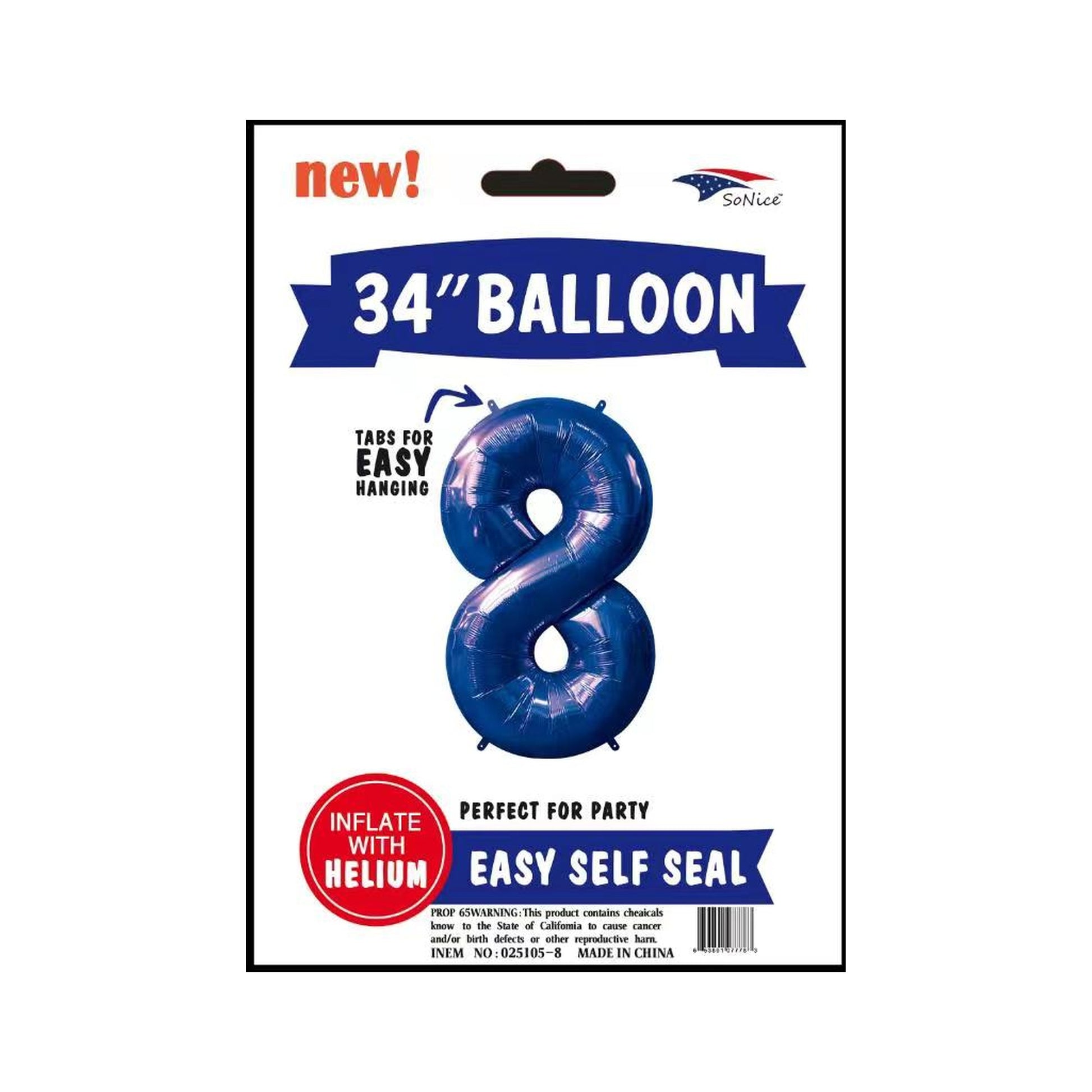 34" Balloon Number 8 Royal Blue