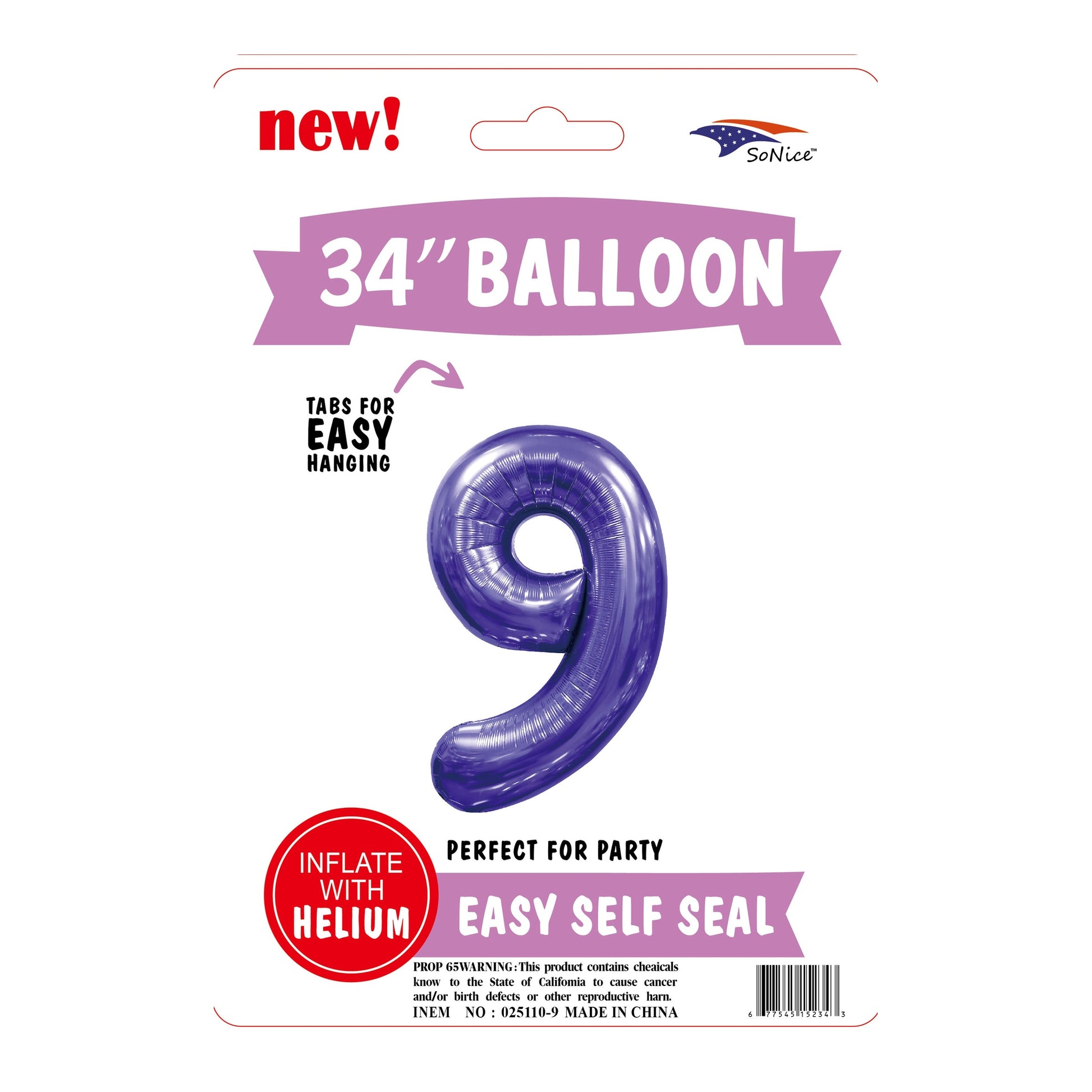 34? Balloon Purple # 9,