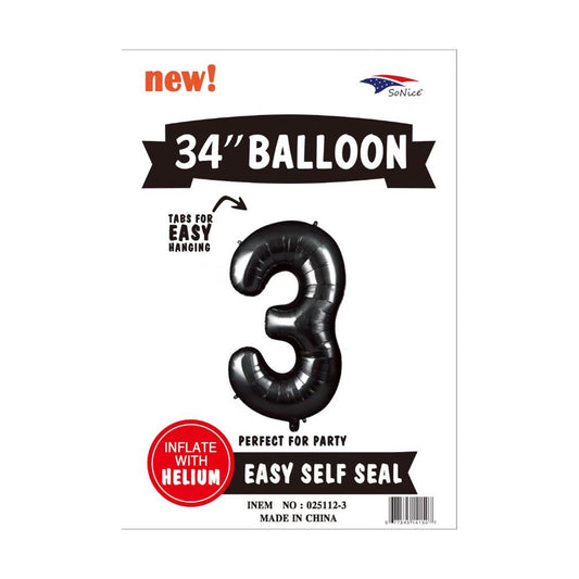34"Foil Balloon Black 3