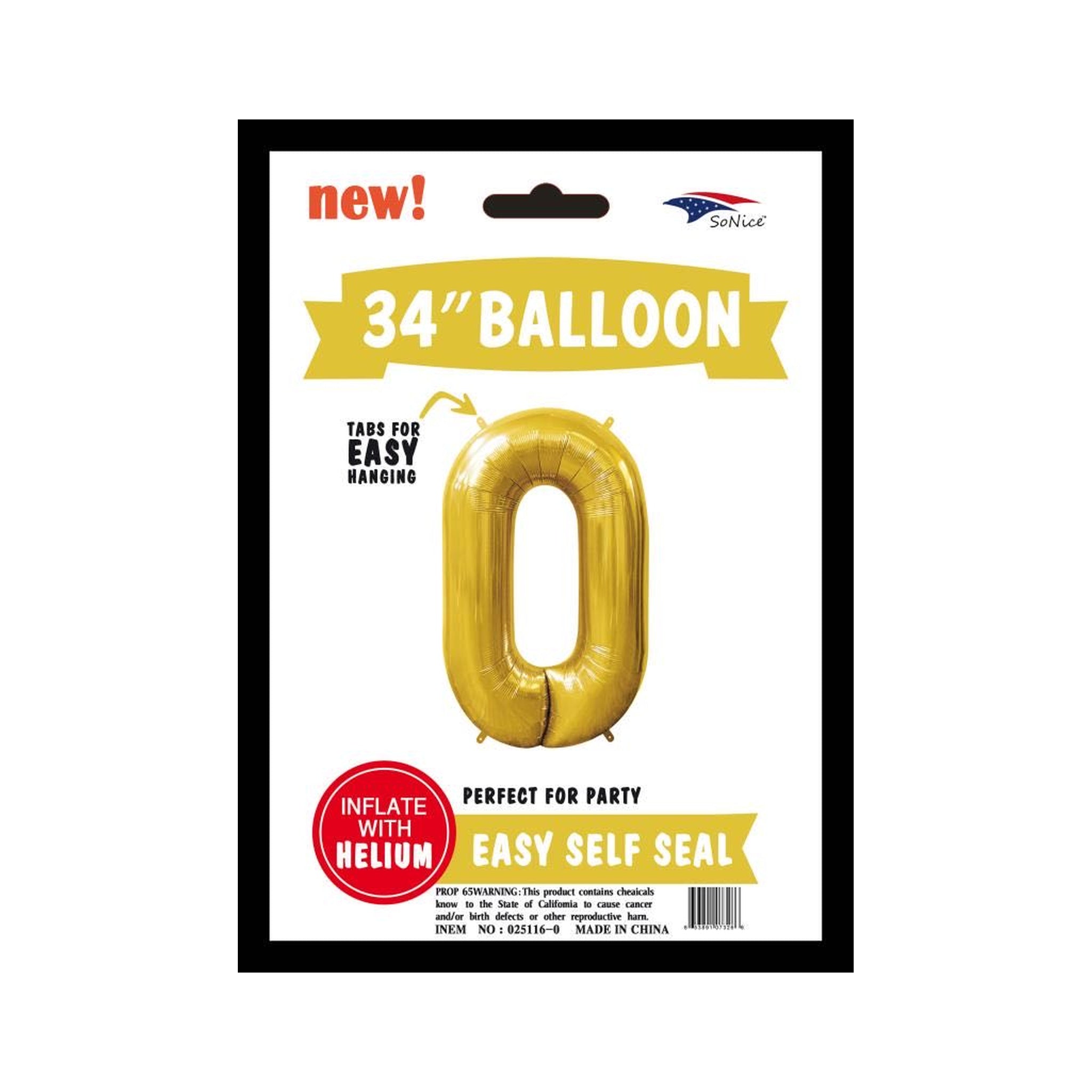 34" Balloon Number 0 Gold