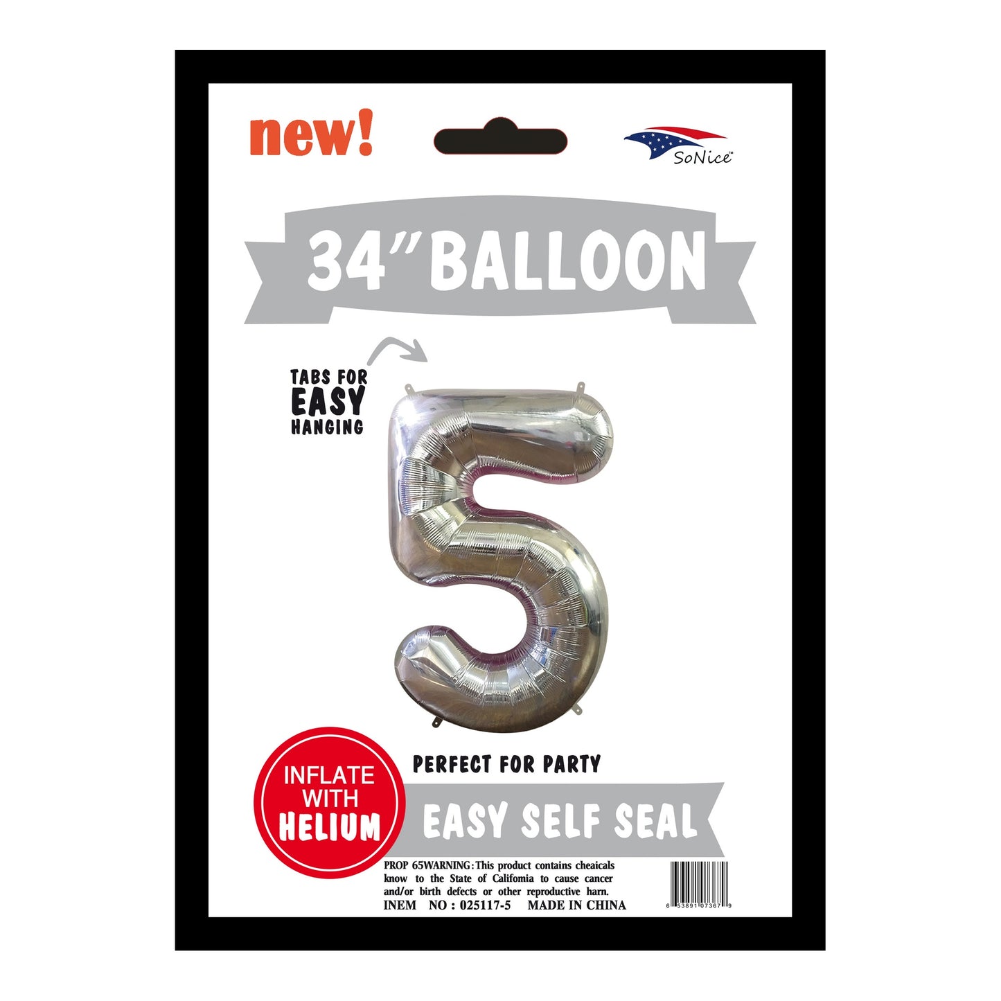 34" Balloon Number 5 Slvr