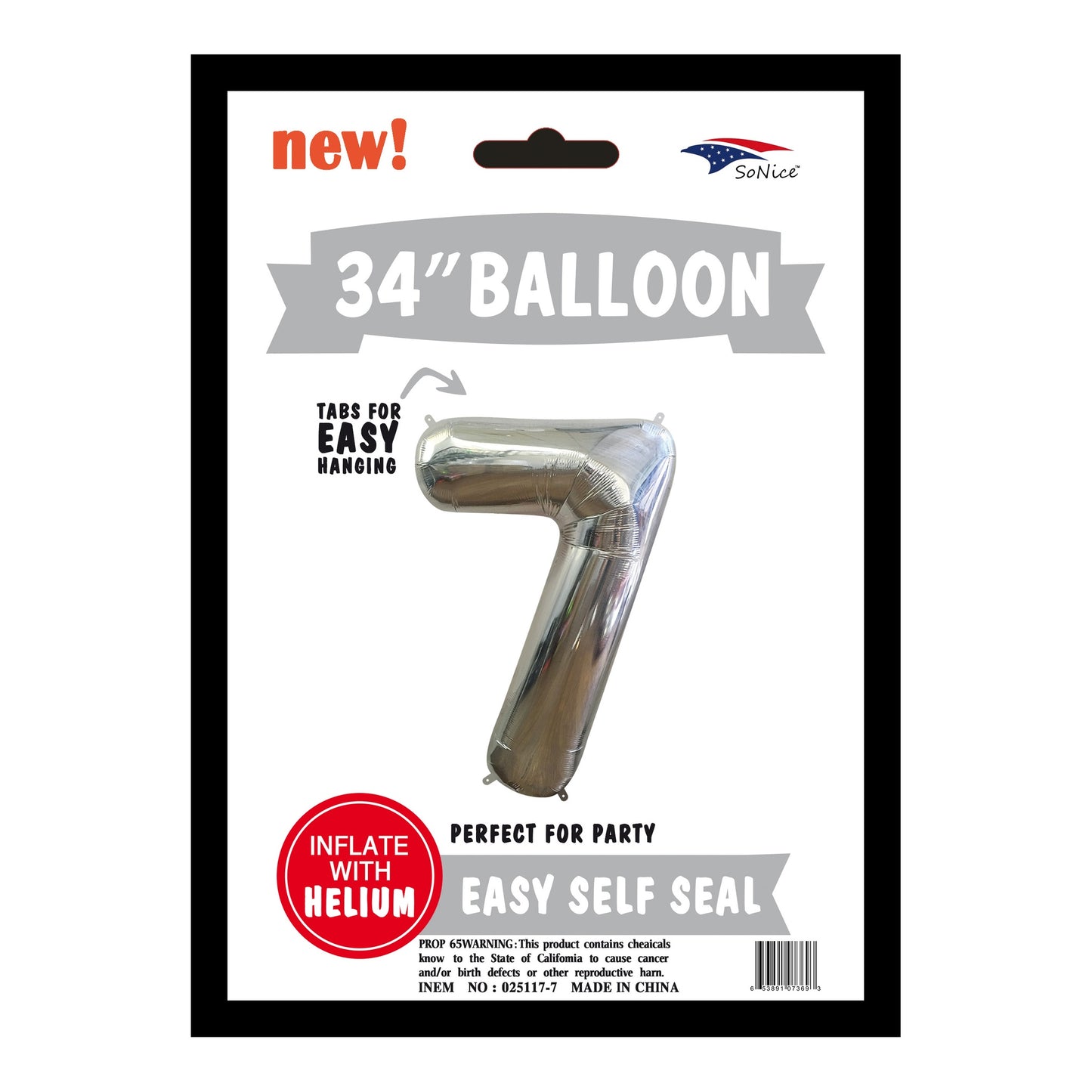 34" Balloon Number 7 Slvr