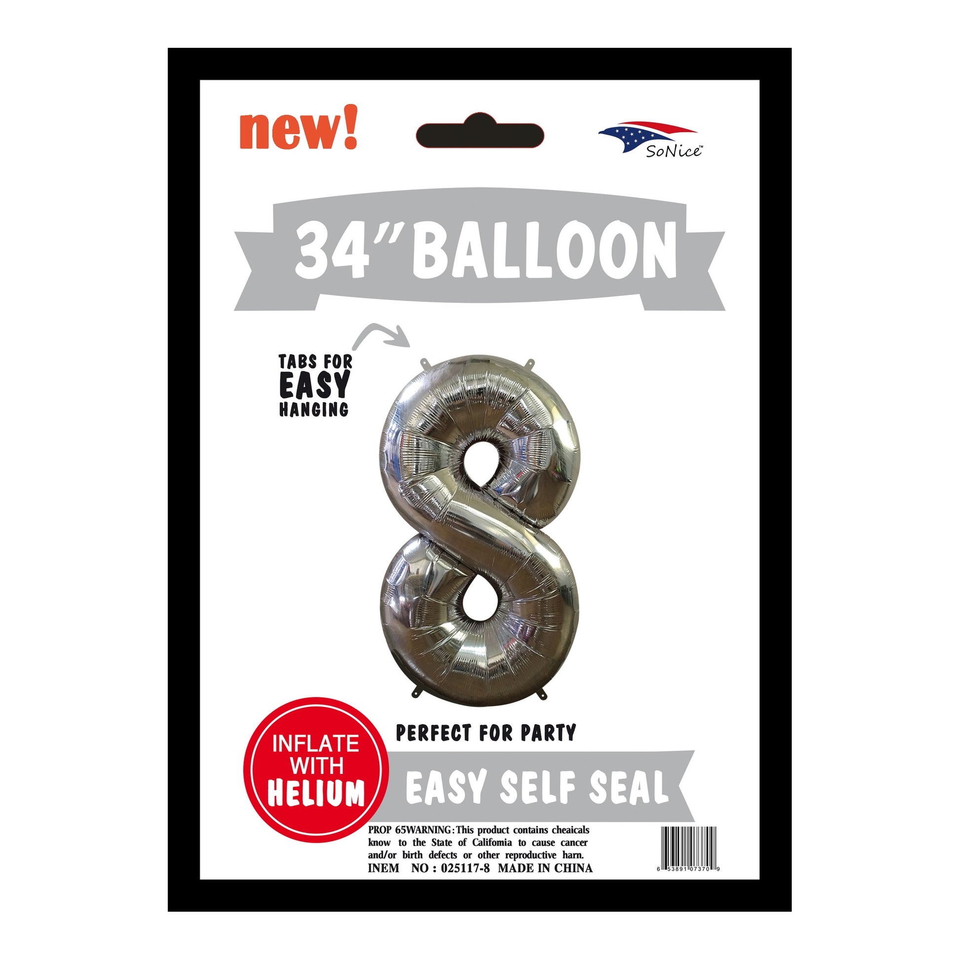 34" Balloon Number 8 Slvr