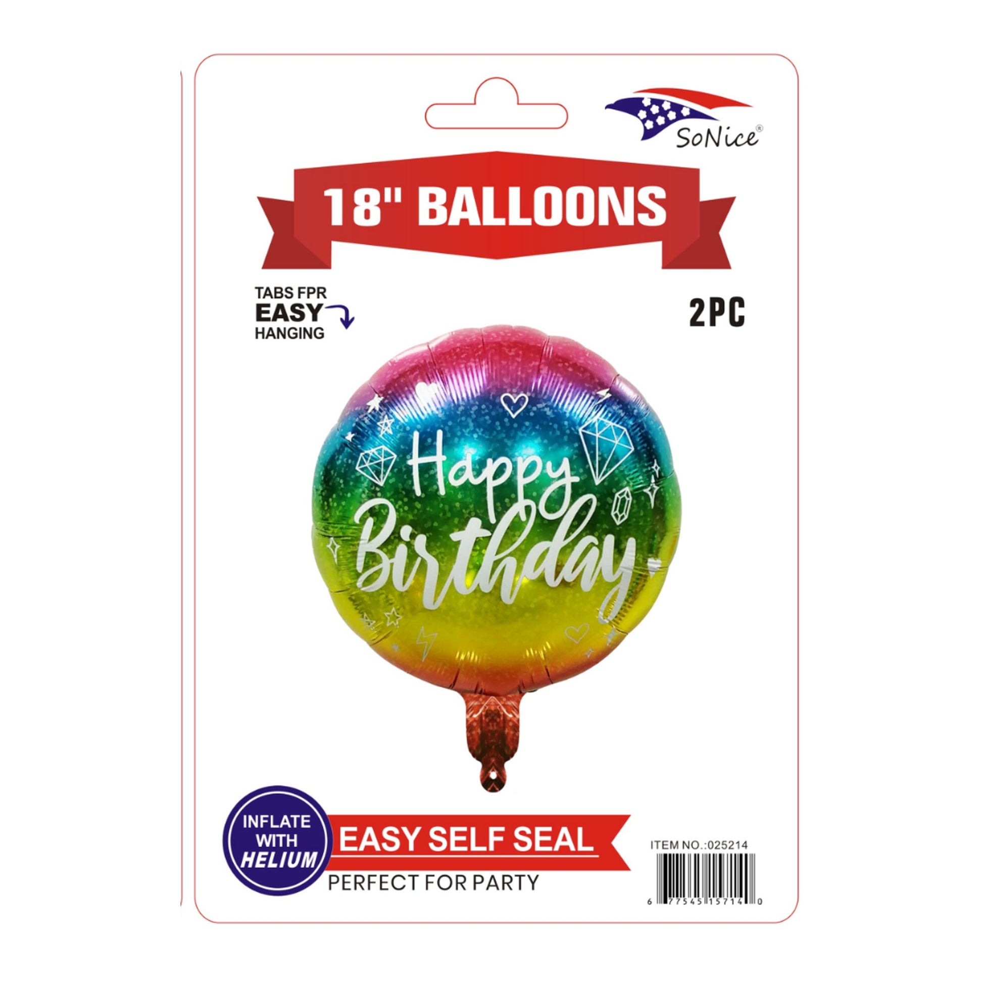 2Pcs Mylar Balloon Happy Birthday