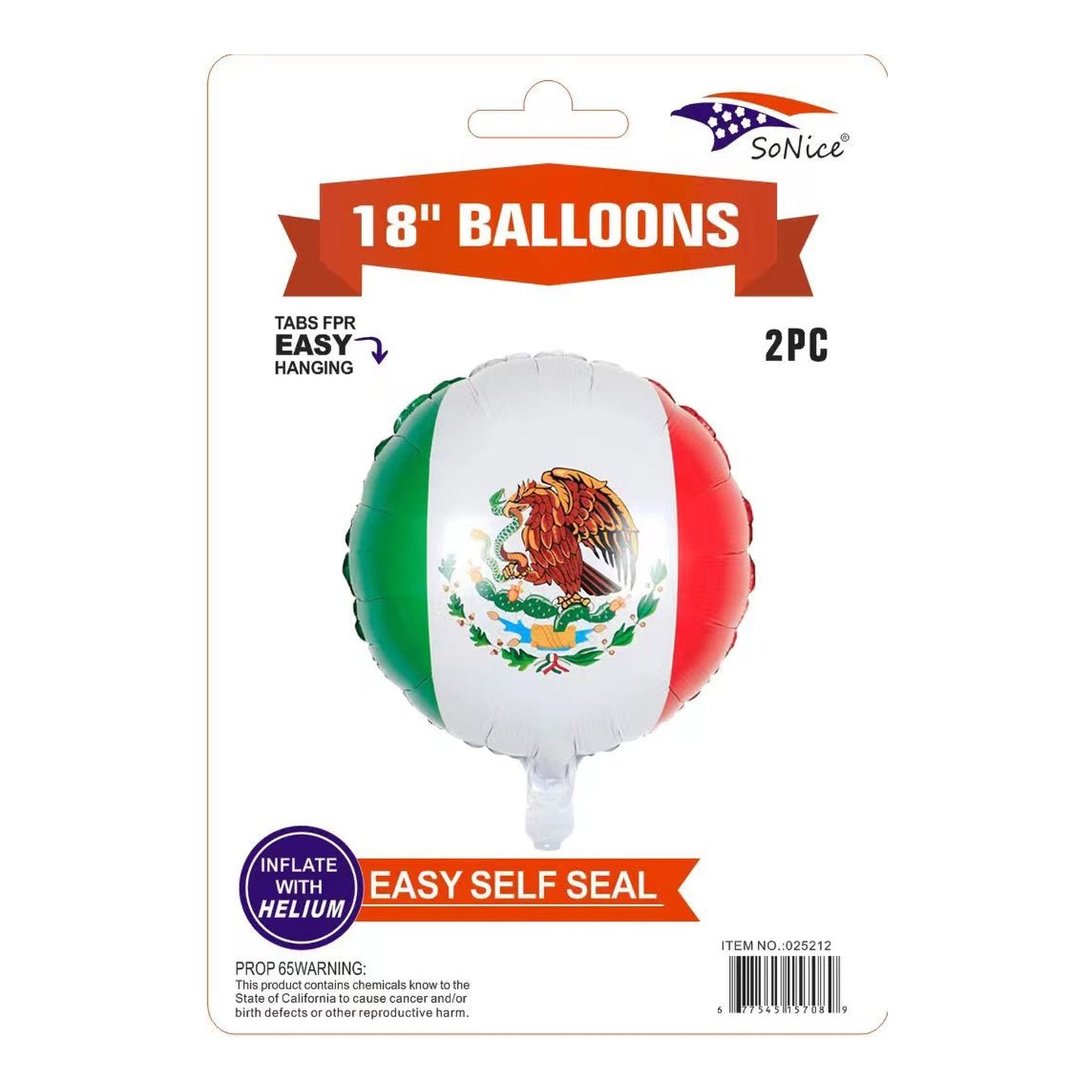 18"Foil Balloon Mexico 2Pcs