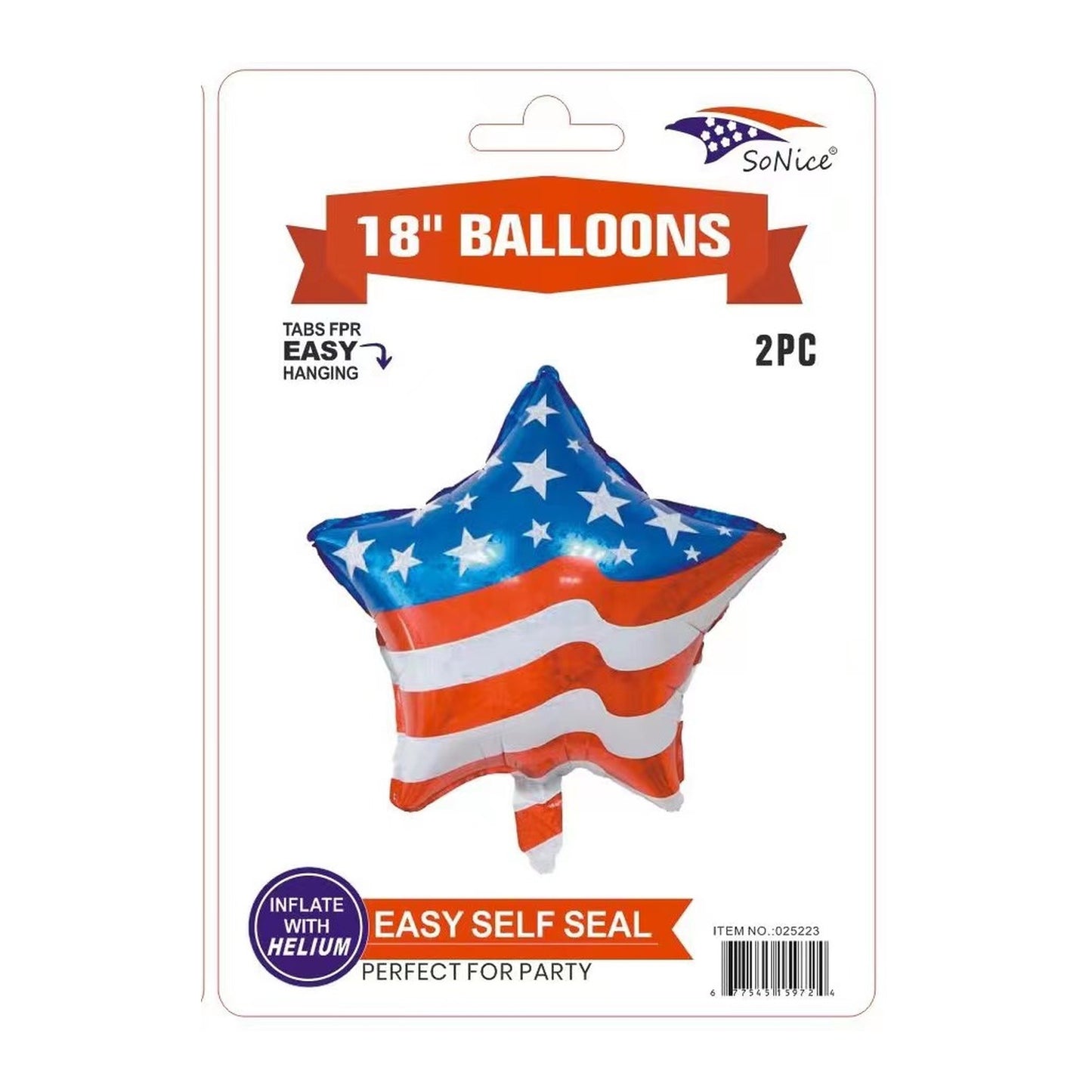 2Pcs Mylar Balloon Star USA Inner 12Pc