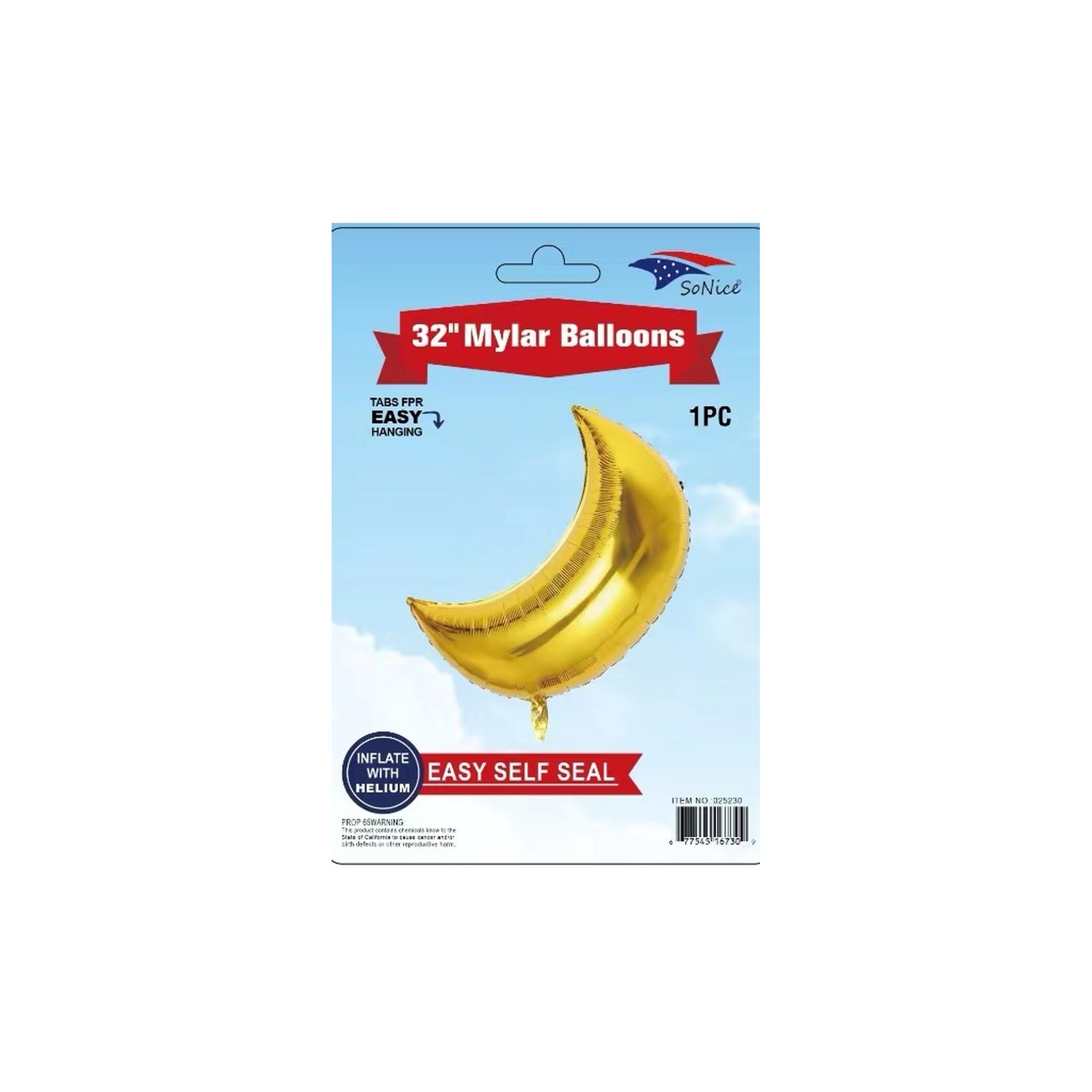 32" Foil Balloon Moon Gold 600C12